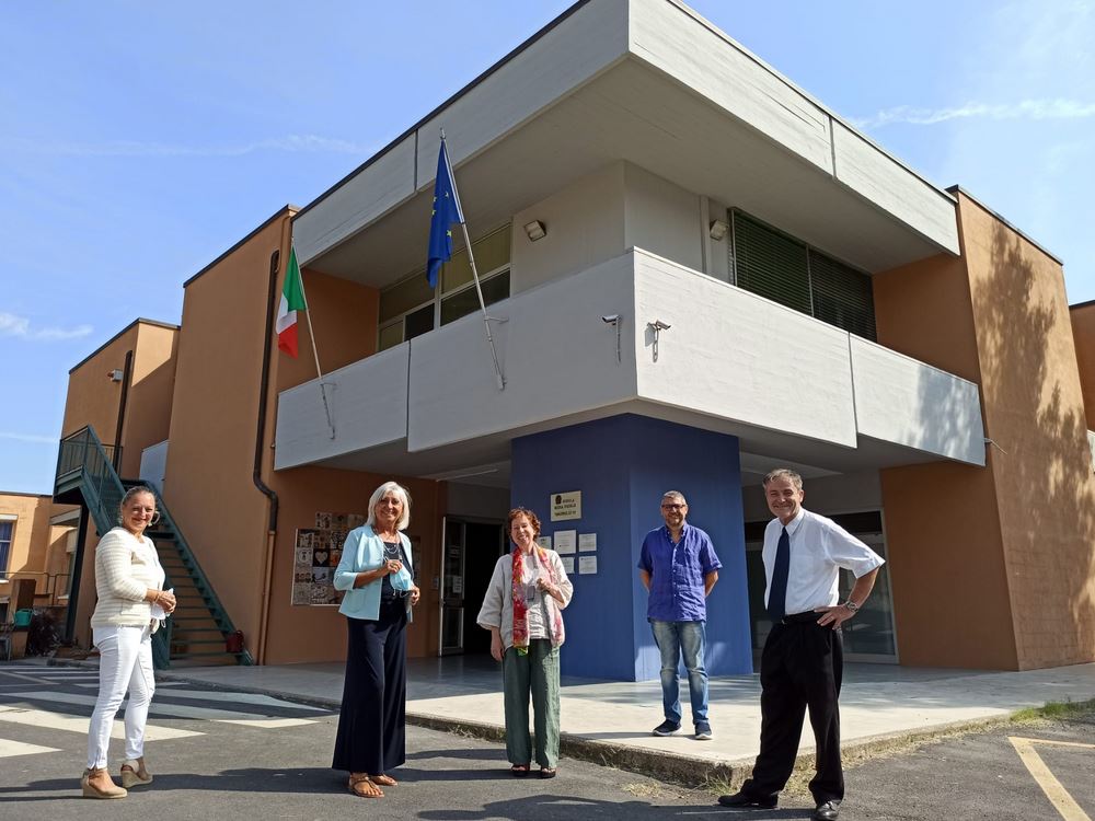 Da sx vicepreside Ciani, preside Salvadori, assessore alle Politiche educative Baretta, prof. Salonia, assessore ai Lavori pubblici Fontani
