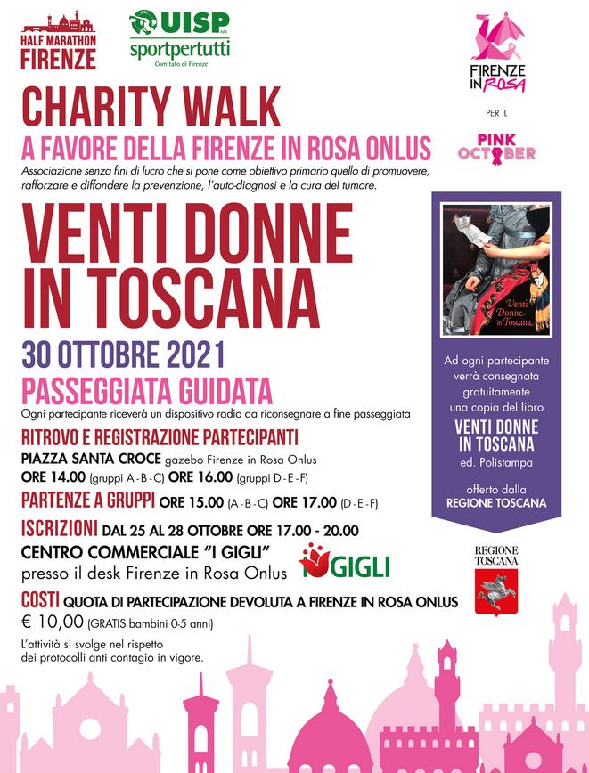 Manifesto Charity walk 'Venti donne in Toscana'