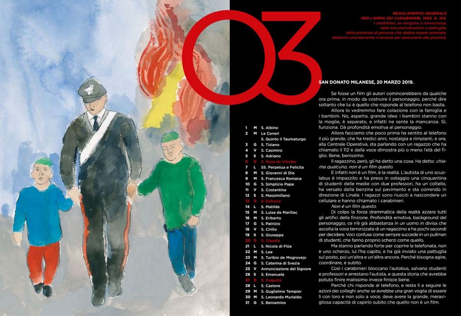 Pagina del calendario dei Carabinieri 2022