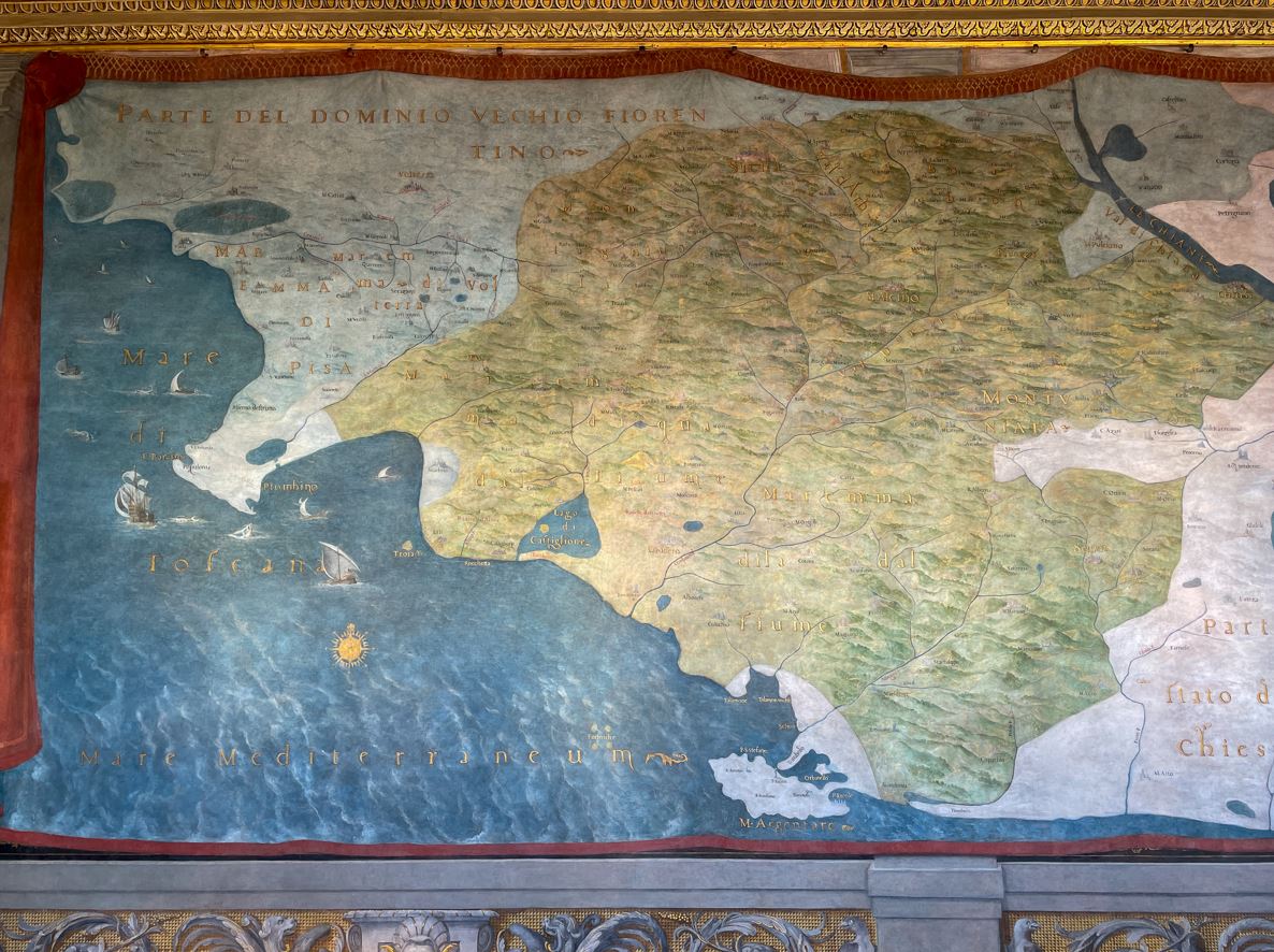 Mappa della Maremma nel terrazzo delle Carte Geografiche