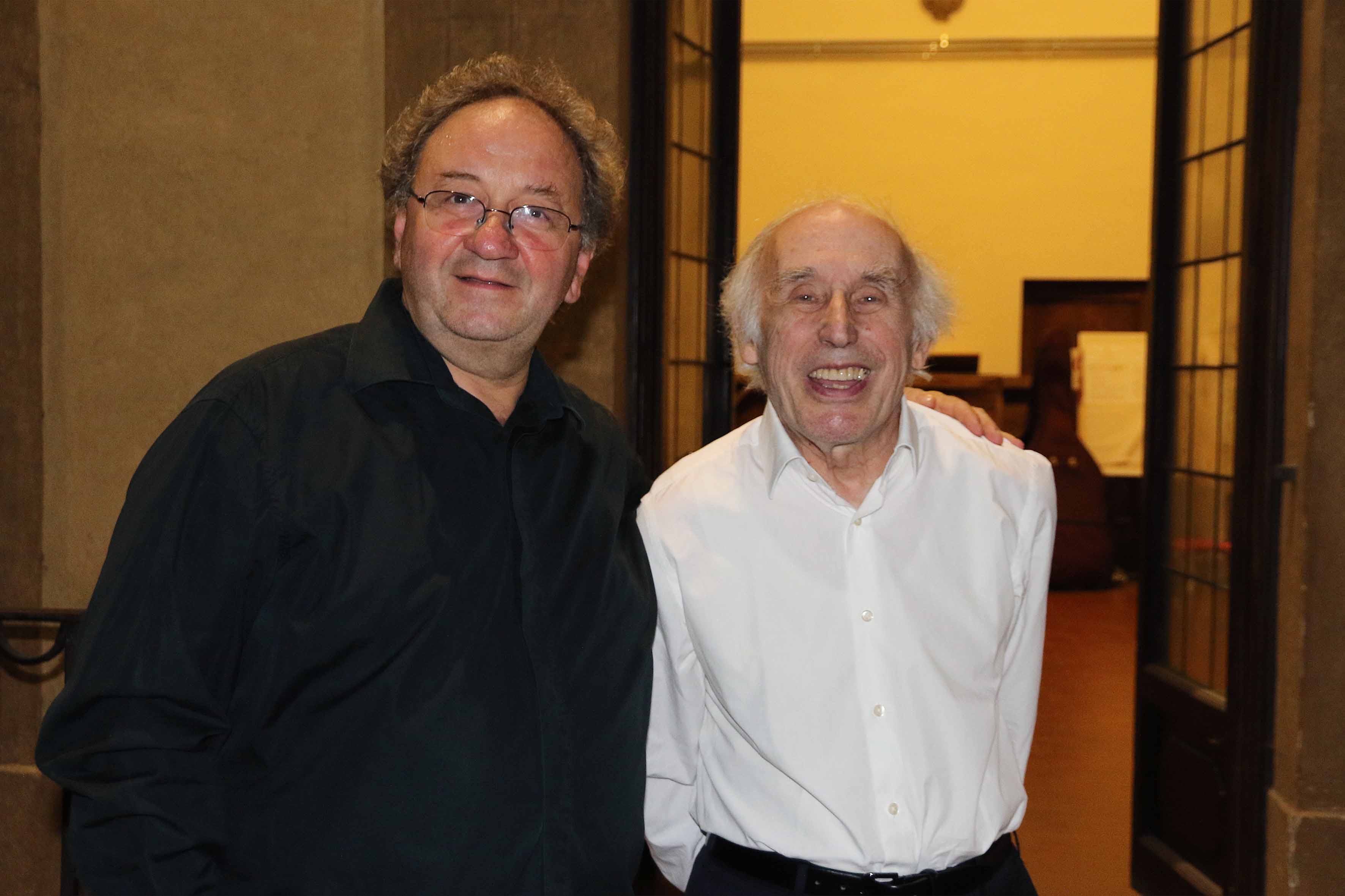 Il maestro Lanzetta e Bruno Canino (Fonte foto Ufficio Stampa Marco Mannucci)