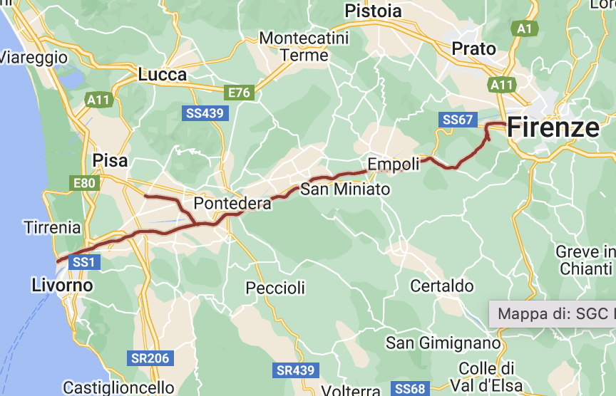 Sgc Firenze-Pisa-Livorno (Fonte immagine google maps)