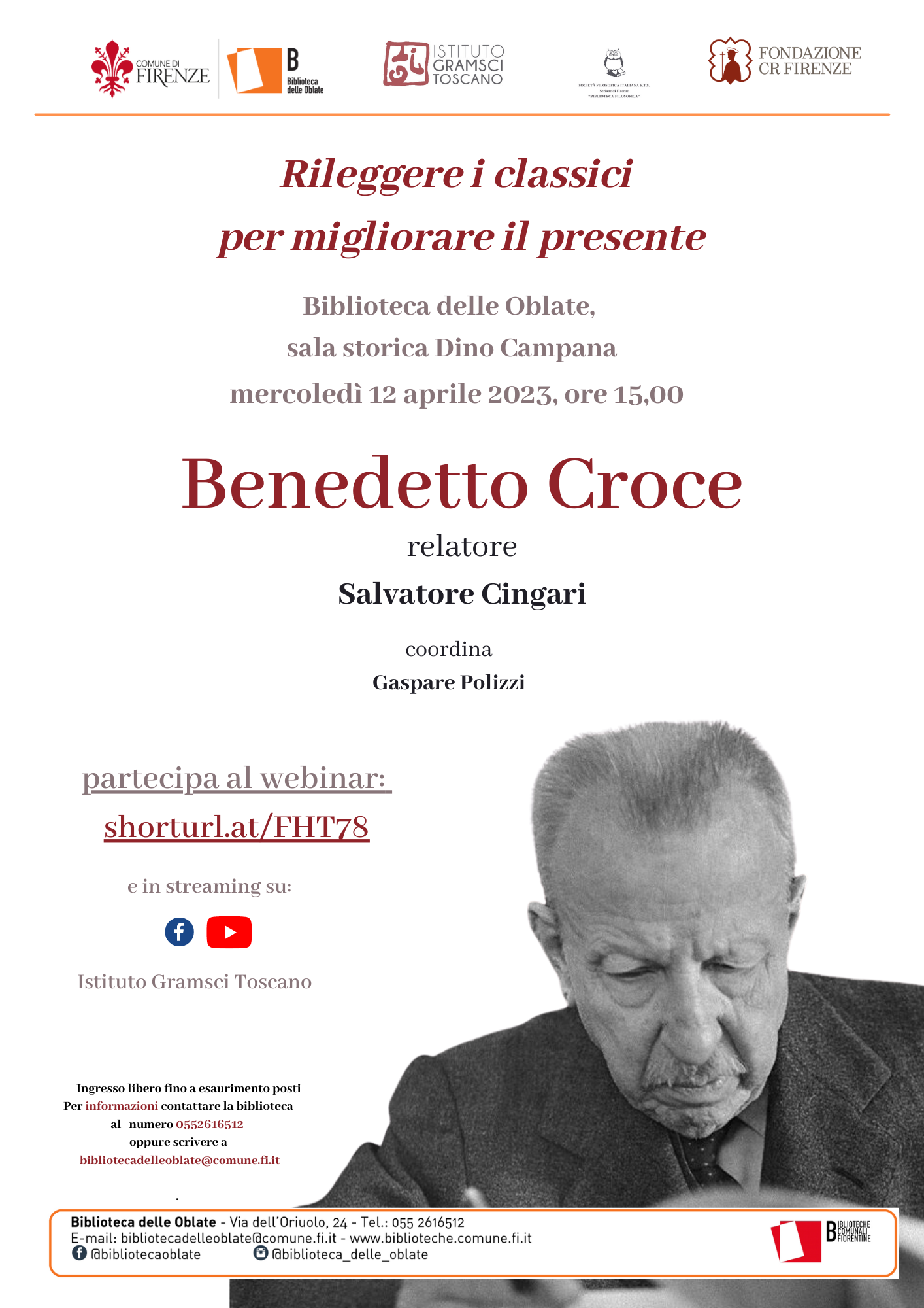 Locandina Benedetto Croce alle Oblate