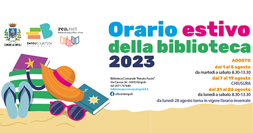 Biblioteca comunale di Empoli, chiusura estiva dal 7 al 19 agosto 2023
