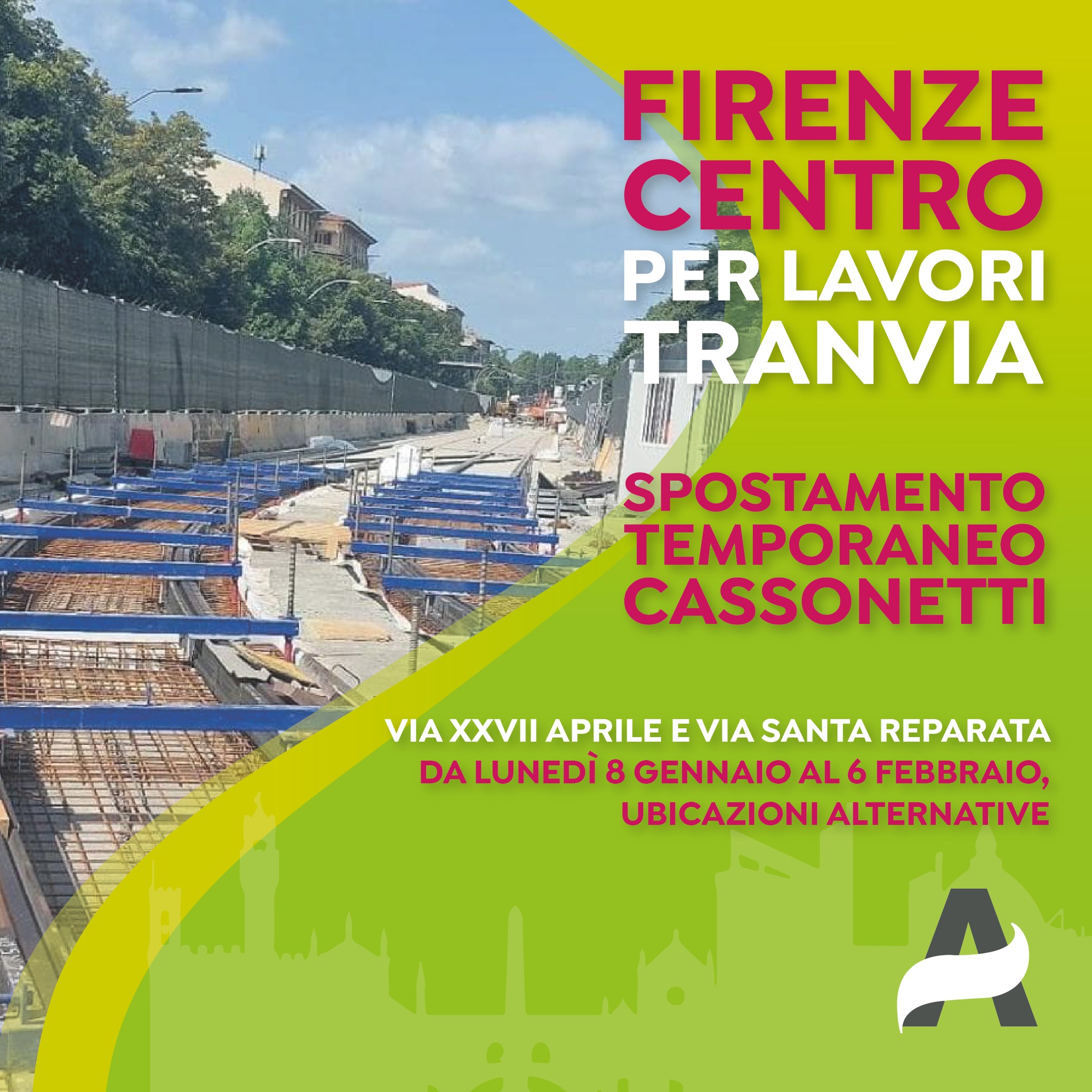 Firenze: spostamento postazioni causa cantieri in centro storico - Fonte Banner Alia Spa 