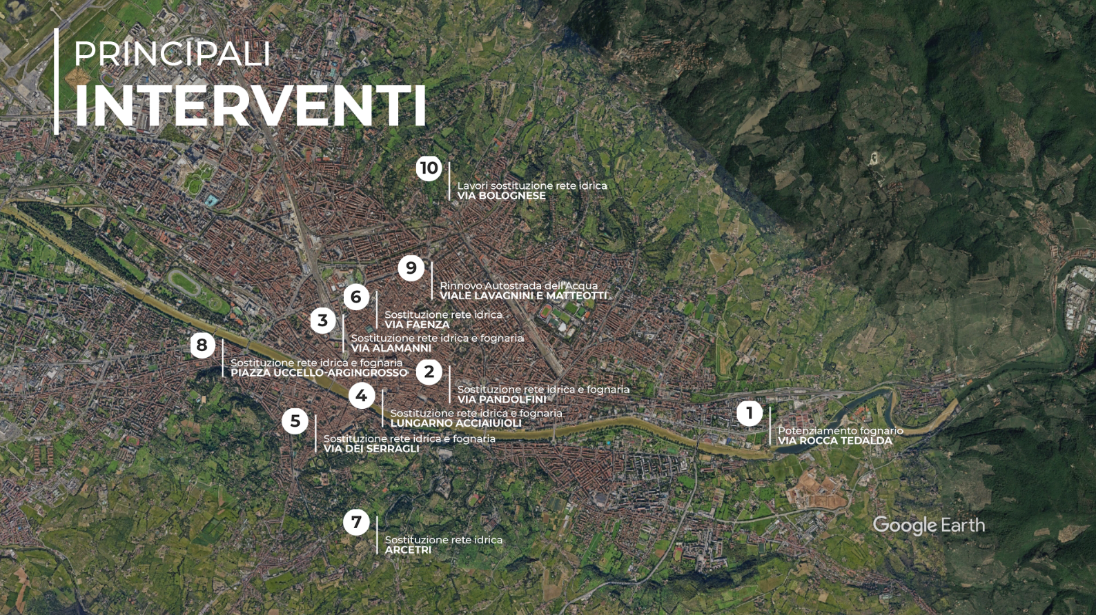 Mappa principali interventi (Fonte Publiaccqua Spa)