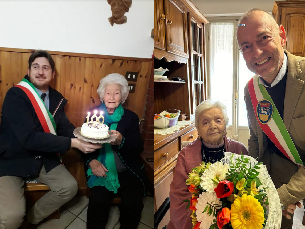 Maria Pannacci e Silvana Melli, festeggiate dai sindaci Roberto Ciappi e Paolo Sottani (Fonte foto Ufficio Asssociato del Chianti)