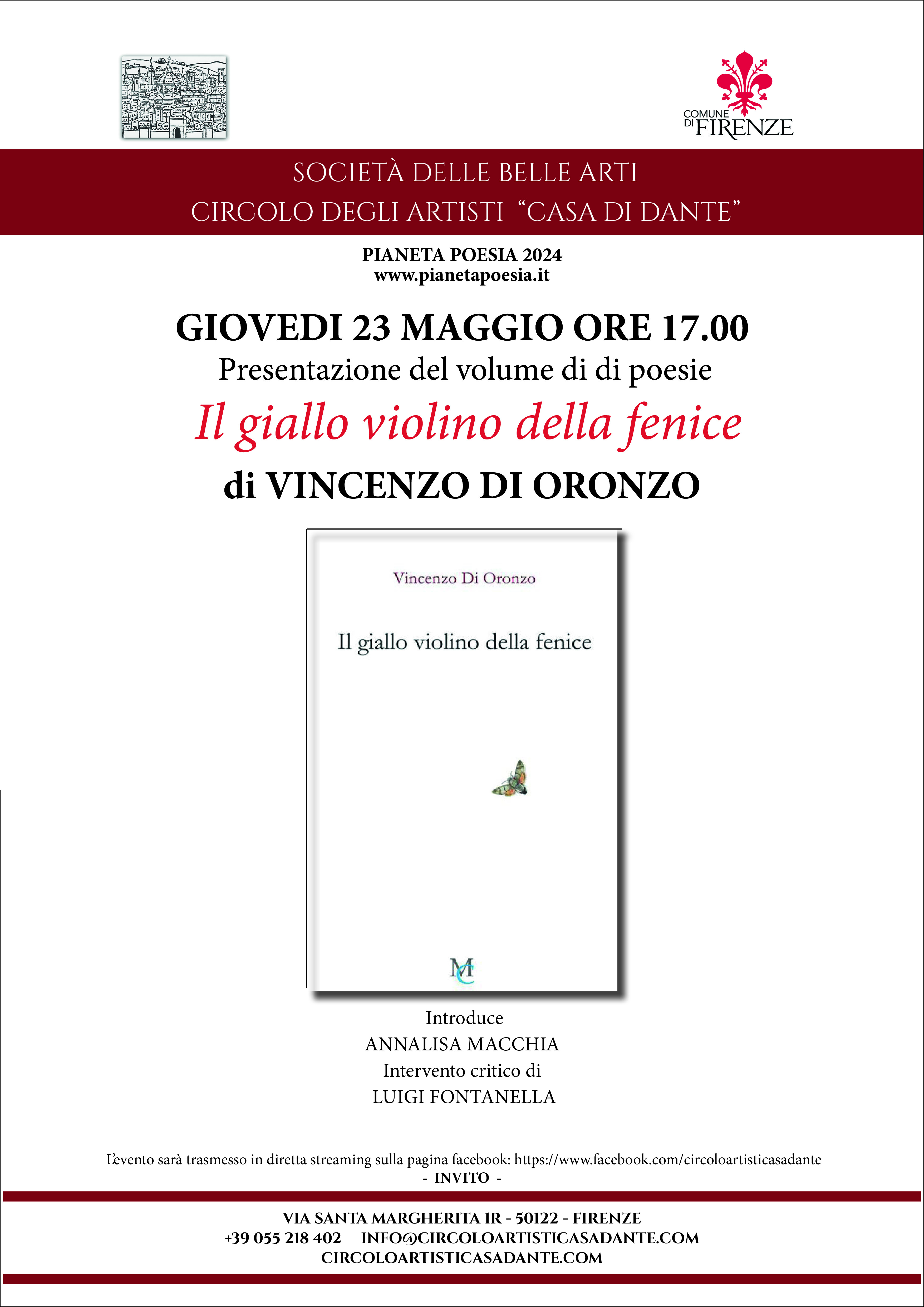 La locandina dell'incontro con Vincenzo Di Oronzo