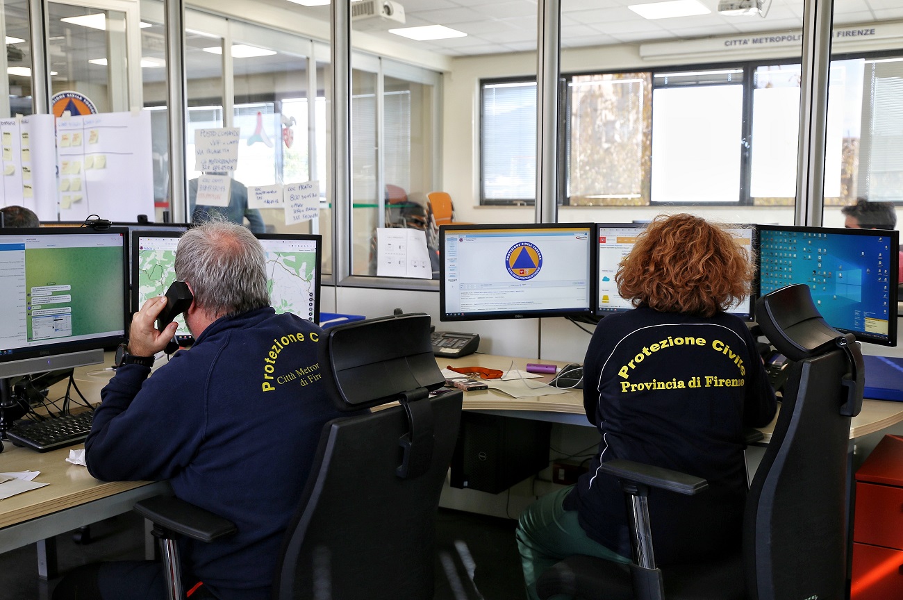 Sala Protezione Civile della Città Metropolitana (foto Antonello Serino - Met Ufficio Stampa)