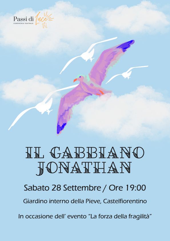 locandina Il Gabbiano Jonathan Livingston nel nuovo spettacolo teatrale di Passi di Luce