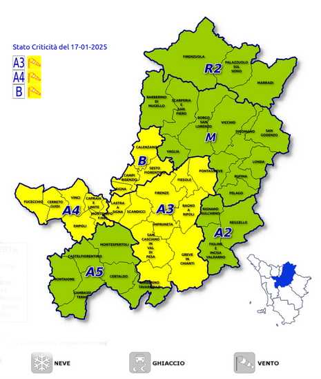 Codice giallo per rischio vento