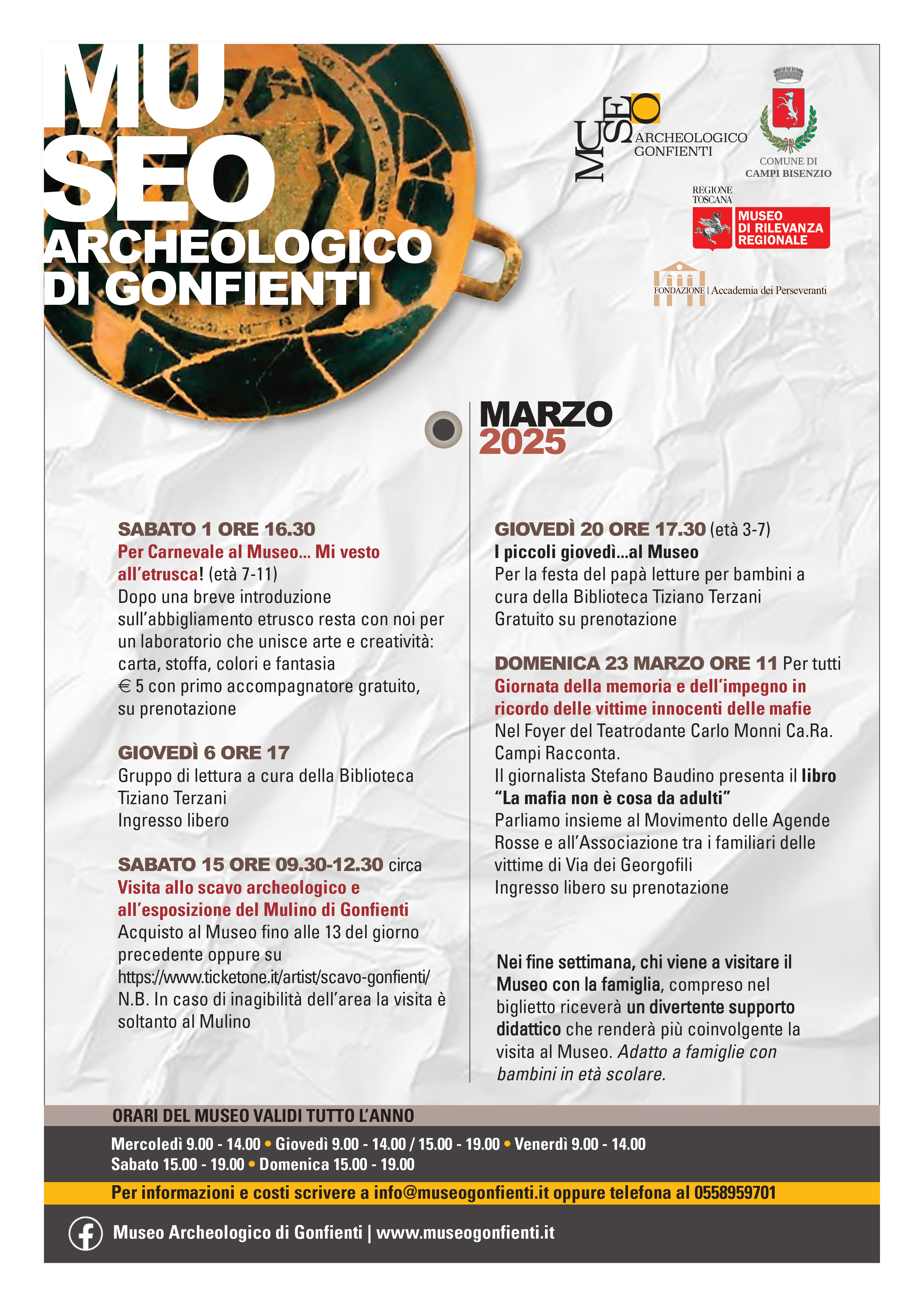 Locandina marzo museo archeologico di gonfienti