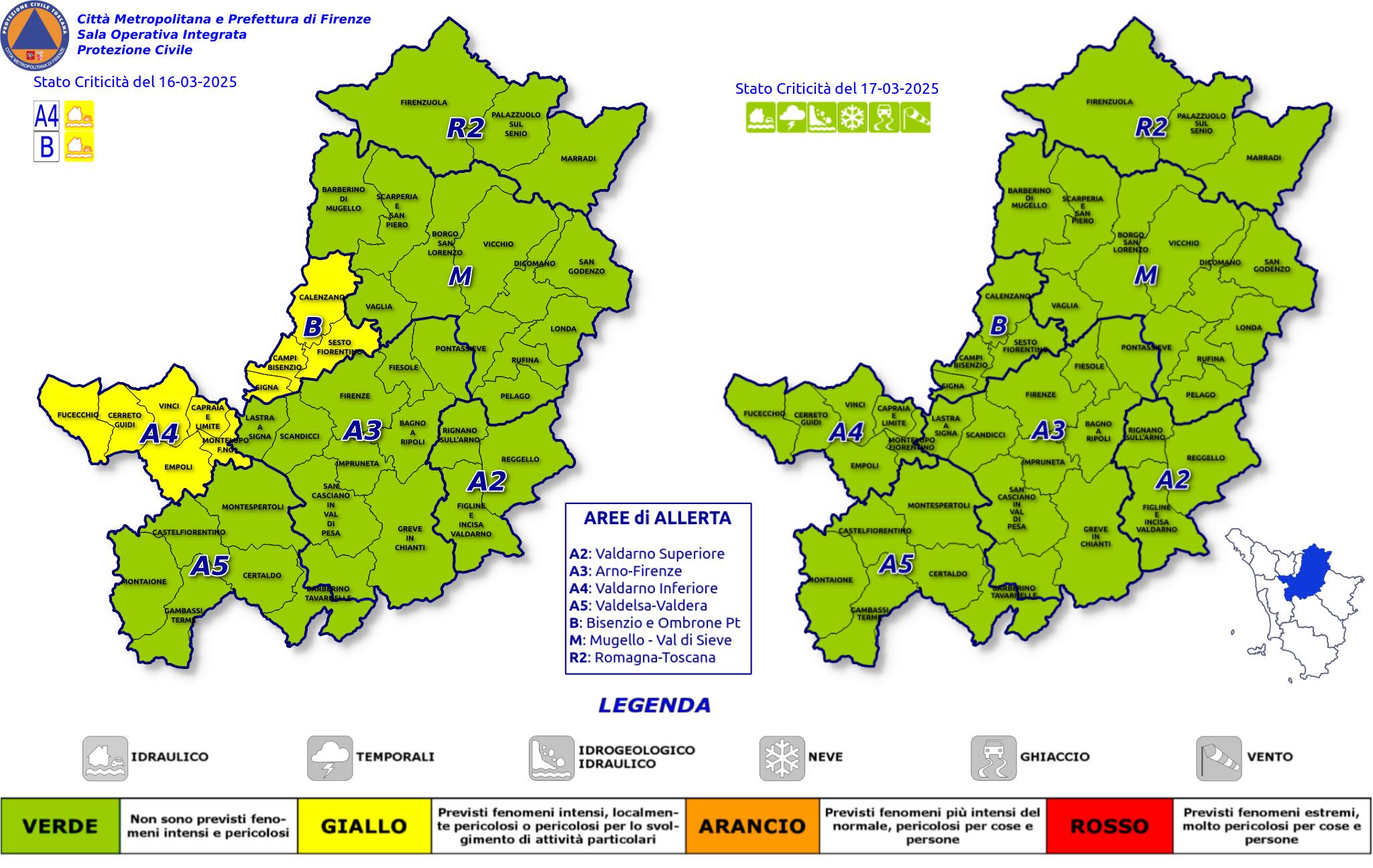 Bollettino sala integrata - Protezione Civile Città Metropolitana di Firenze