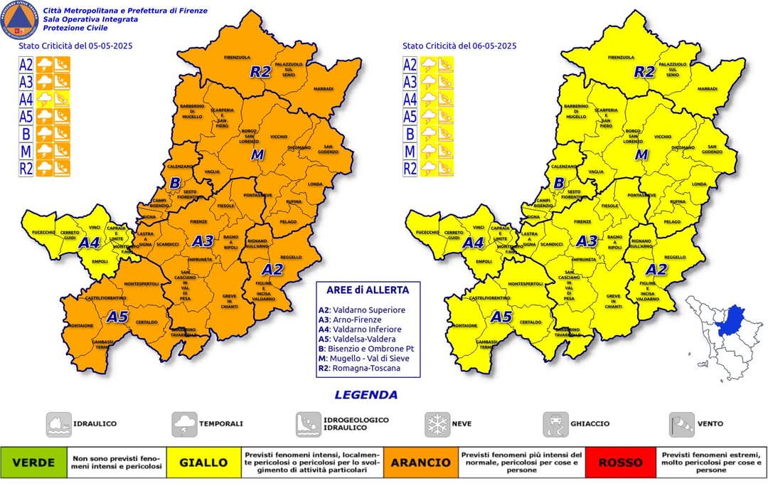 La situazione meteo nel territorio metropolitano fiorentino 