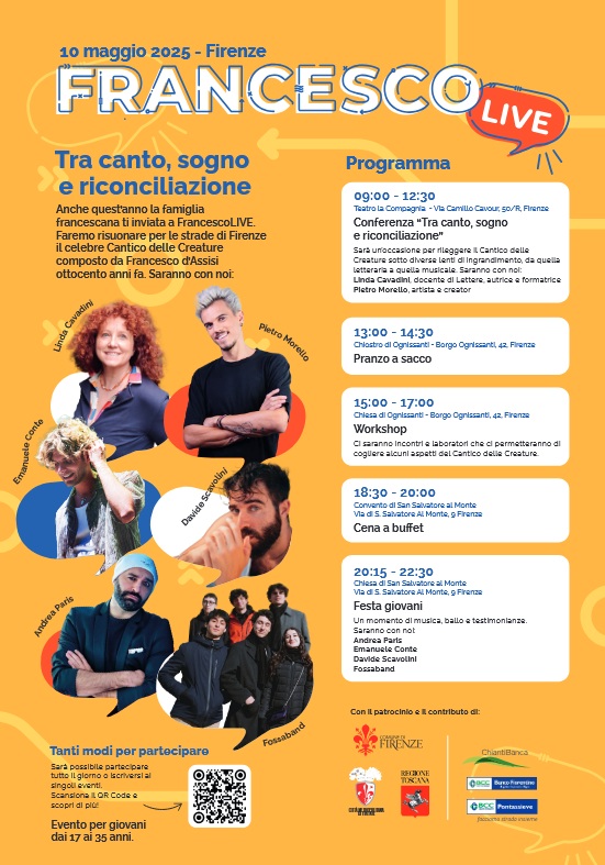 La locandina di 'Francesco Live' con il programma