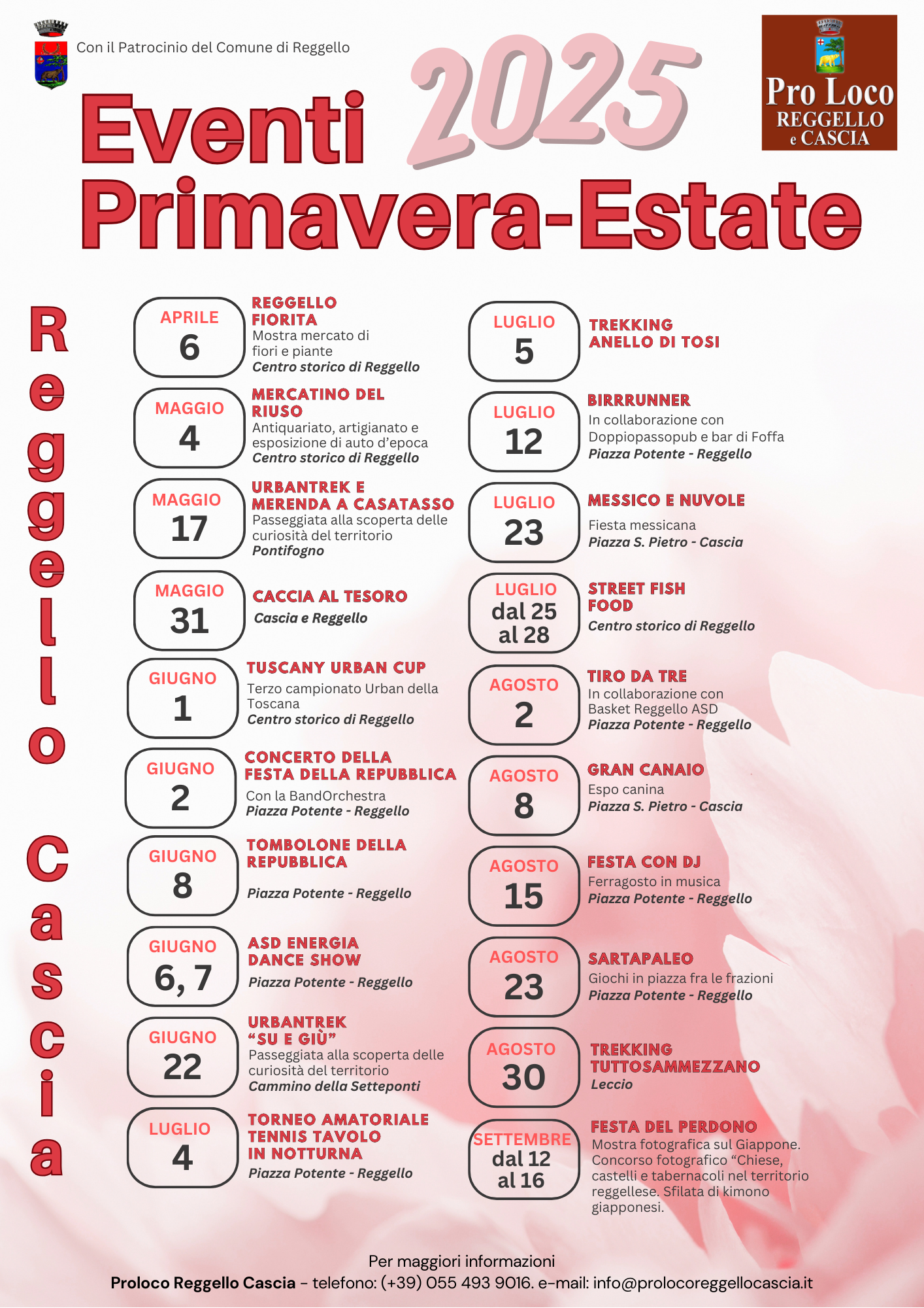 Calendario degli eventi Reggello 2025