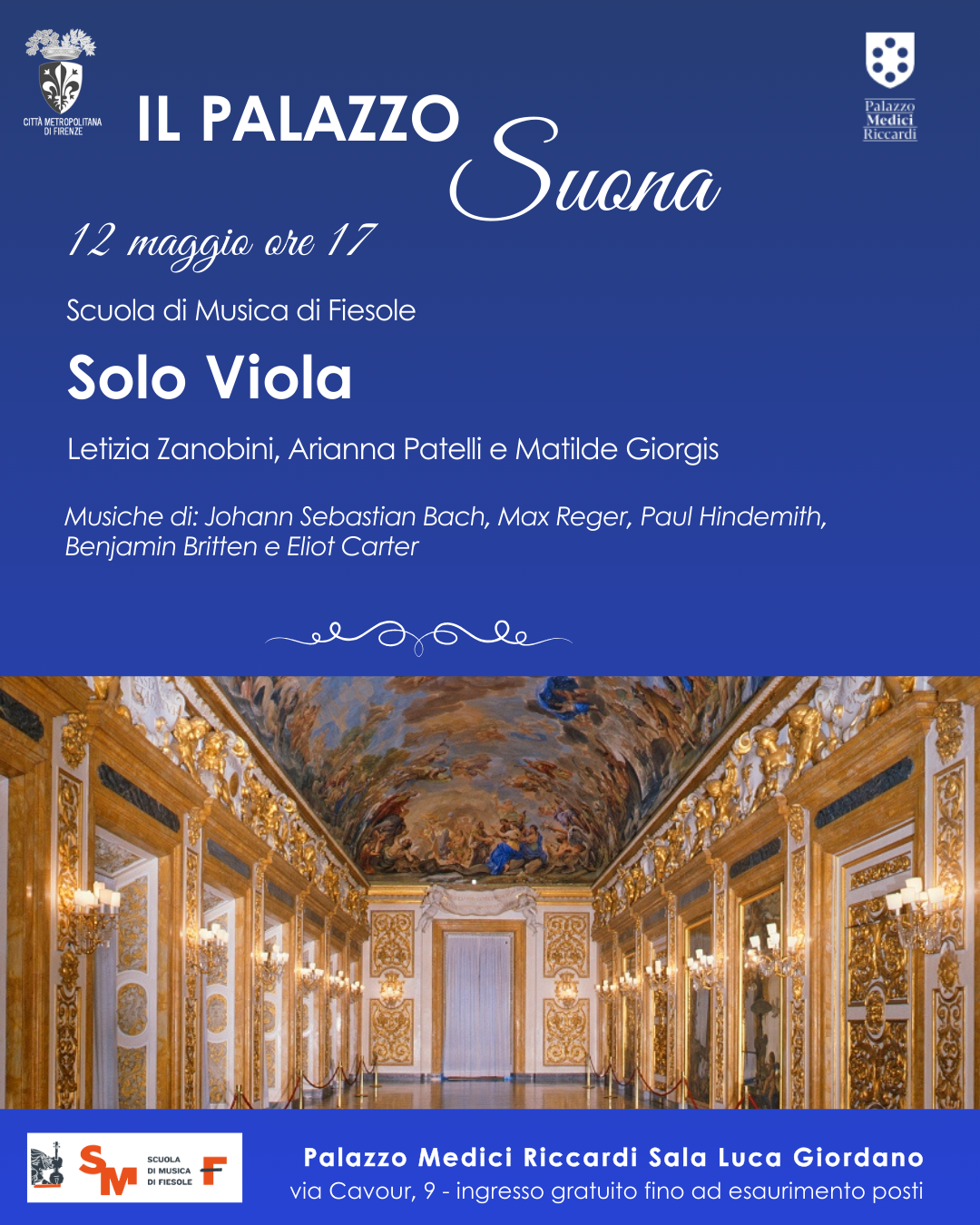 Il Palazzo Suona. Solo Viola con Letizia Zanobini, Arianna Patelli e Matilde Giorgis della Scuola di Musica di Fiesole