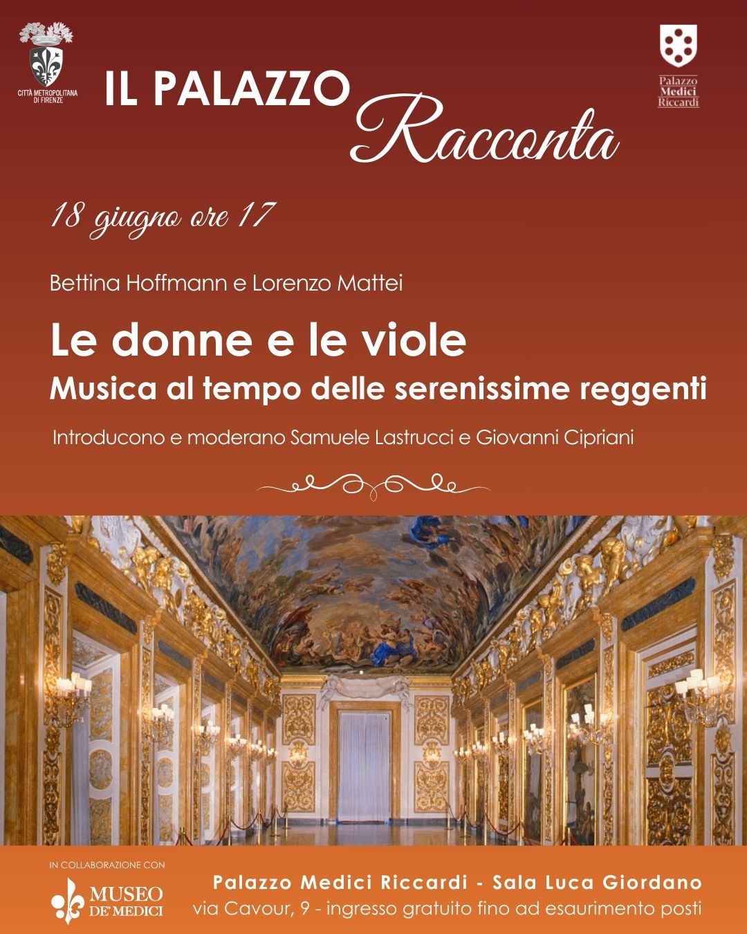 Il Palazzo Racconta. Ultimo imperdibile appuntamento con lincontro dal titolo Le donne e le viole: musica al tempo delle serenissime reggenti 