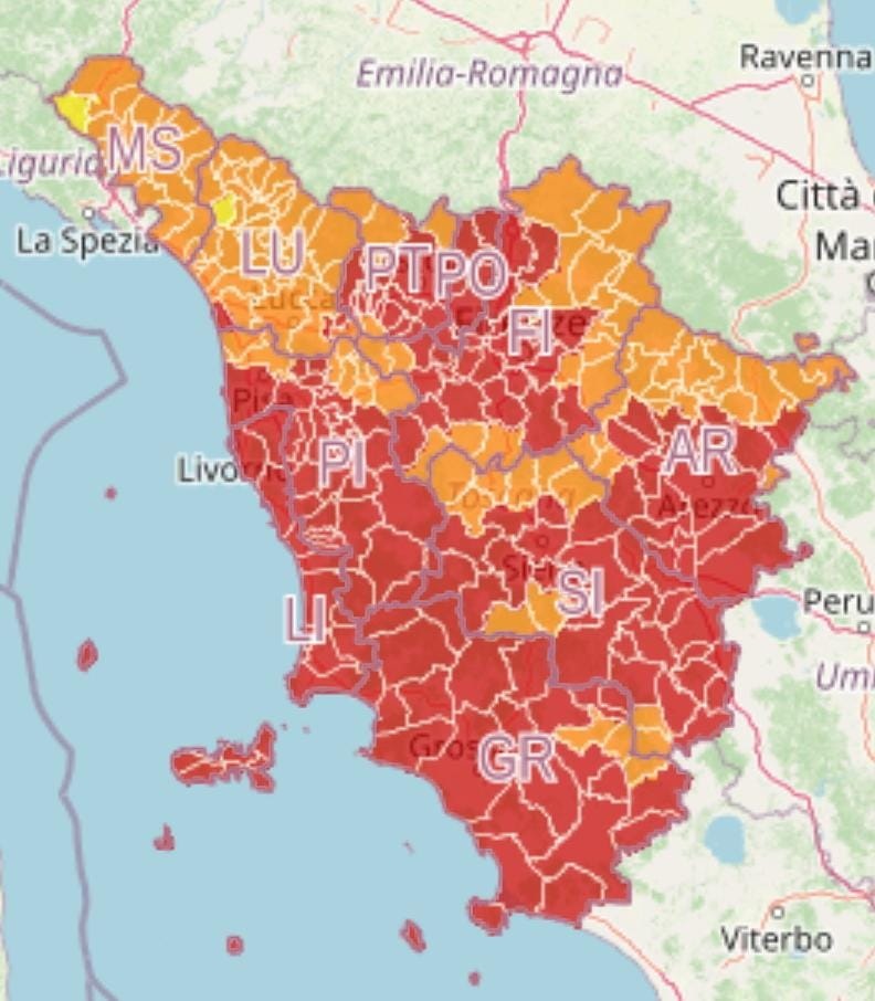 bollettino rischi incendi boschivi aggiornato sul sito LAMMA
