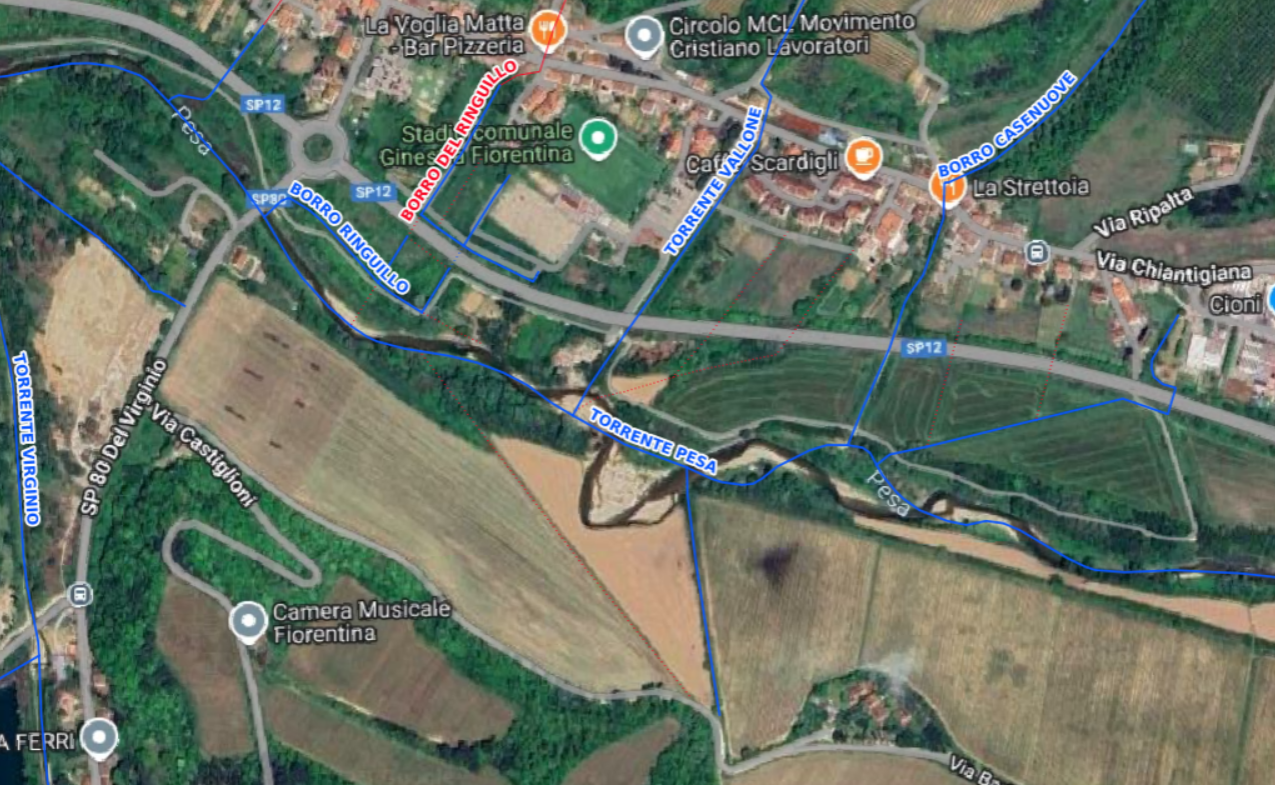 Lavori riprogrammati Pesa per Gruccione, Ginestra Fiorentina (Fonte immagine Consrozio di Bonifica Medio Valdarno)