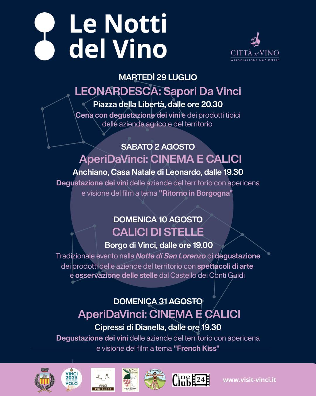 Cultura enogastronomica, a Vinci con ‘Le notti del vino’