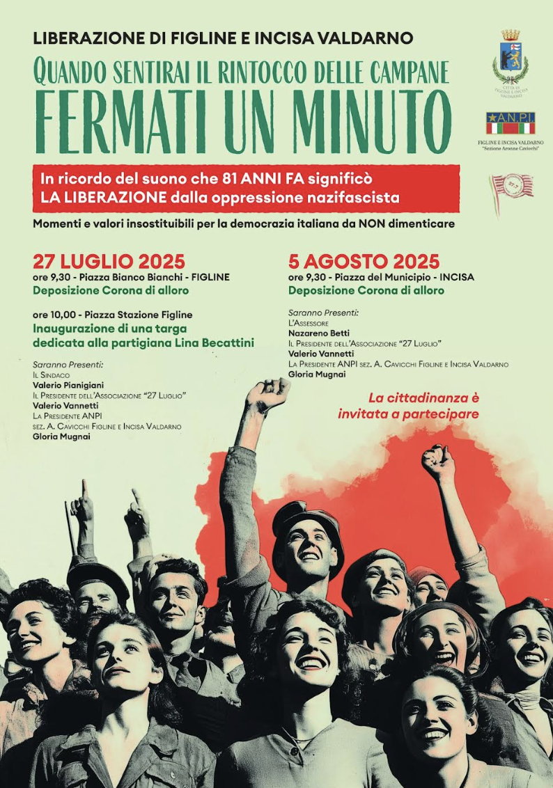 Cerimonia per ricordare Liberazione dal Nazifascismo. Con una novità: una targa per ricordare Lina Becattini