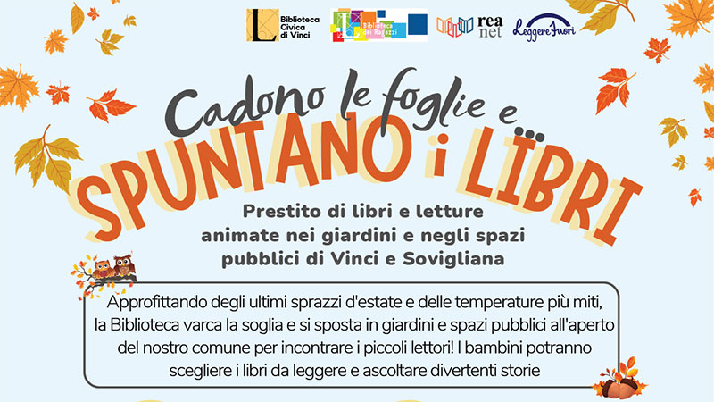Vinci. Torna settembre e “Spuntano i libri”. Il calendario degli appuntamenti con la biblioteca all’aria aperta