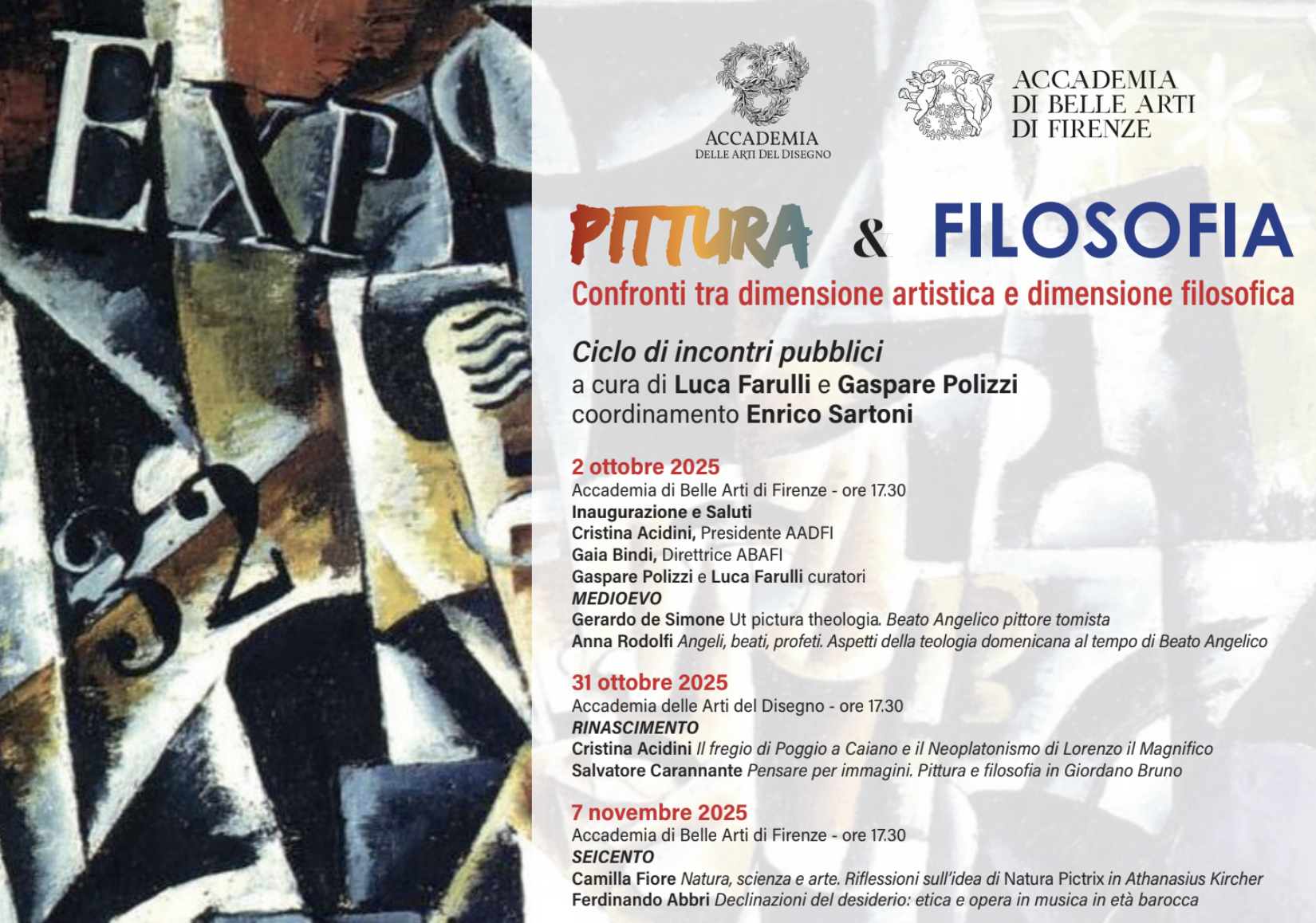 Con il Beato Angelico Accademia di Belle Arti e Accademia delle Arti del Disegno inaugurano un ciclo di incontri dedicato al rapporto tra pittura e filosofia
