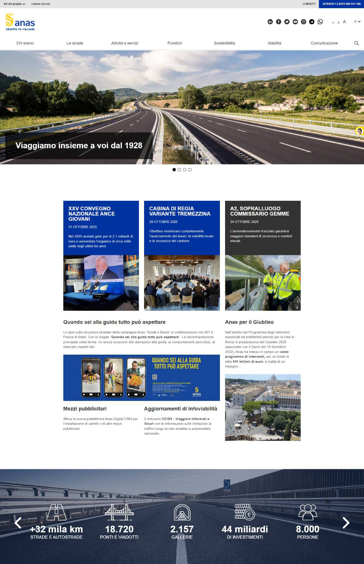 on line il nuovo sito: prosegue l'evoluzione digitale di Anas