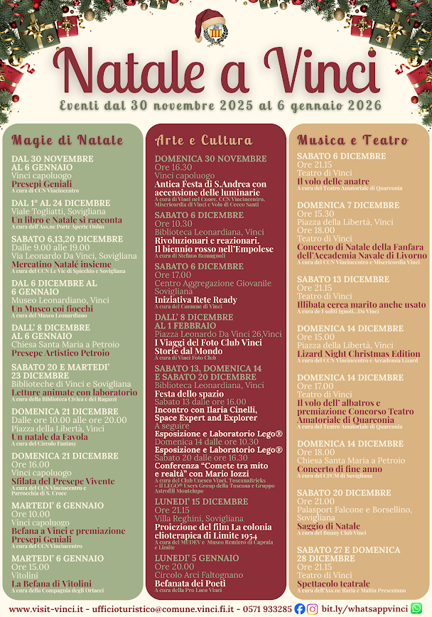 Natale a Vinci, presentato il programma degli eventi
