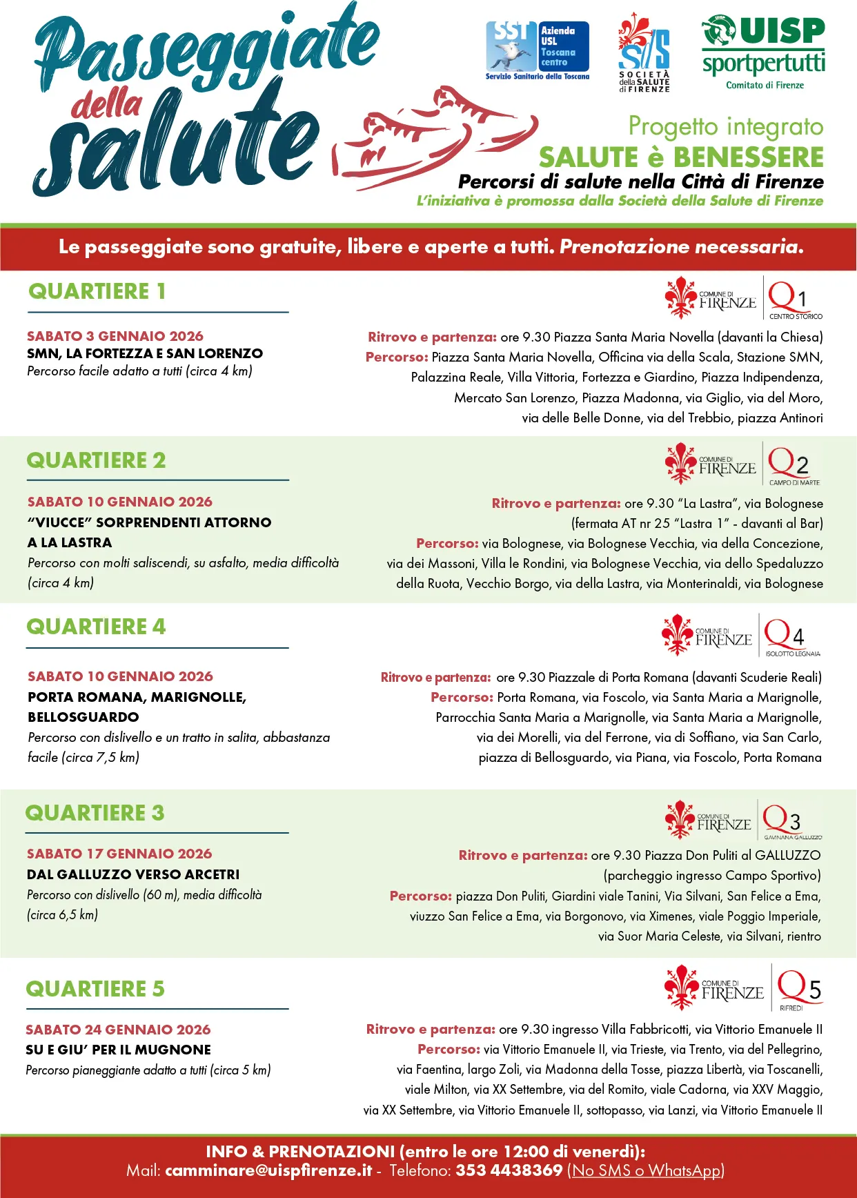 Passeggiate della salute locandina Comune di Firenze