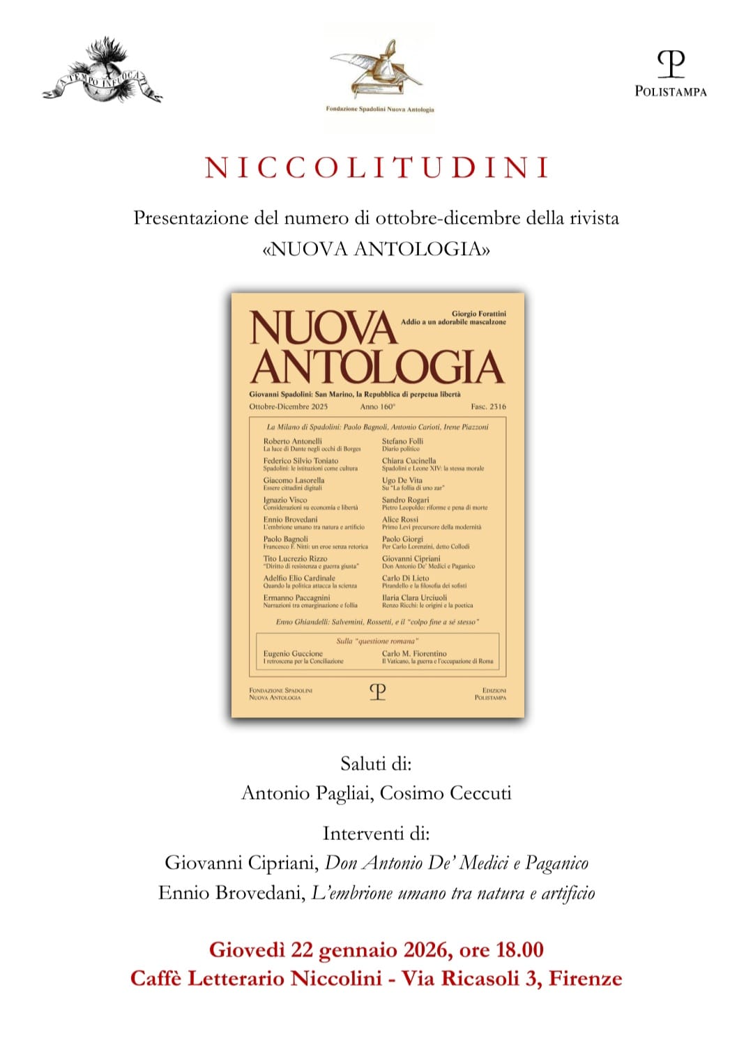 Presentazione quarto fascicolo di Nuova Antologia