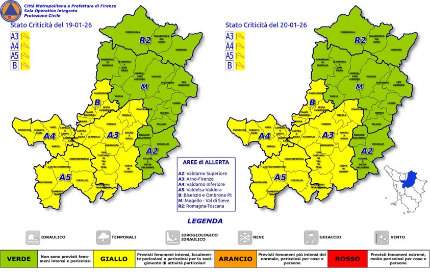 Codice Giallo per allerta vento