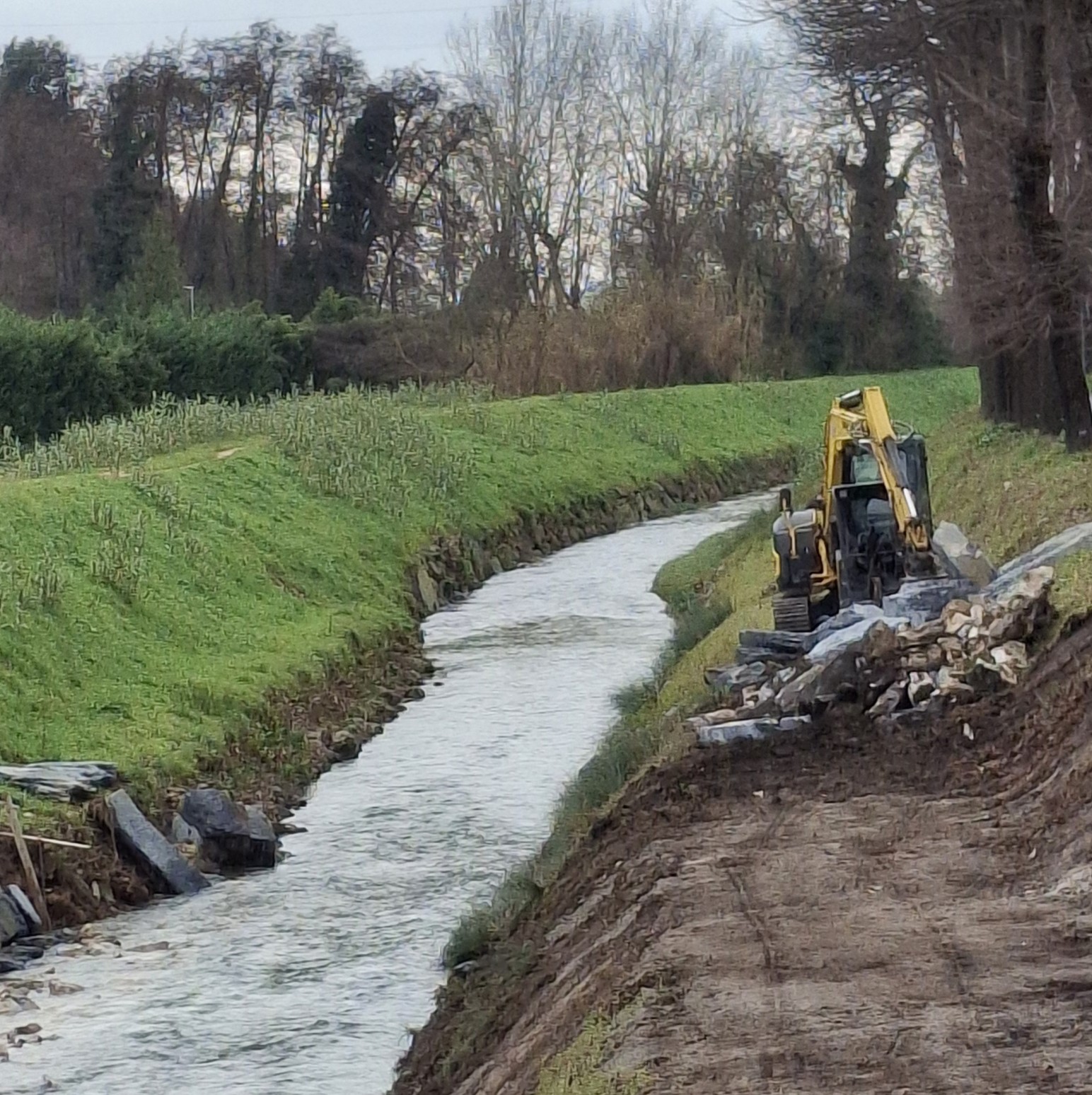 Intervendo di riduzione del rischio sul fiume Camaiore (Fonte foto Consorzio di Bonifica Toscana Nord)