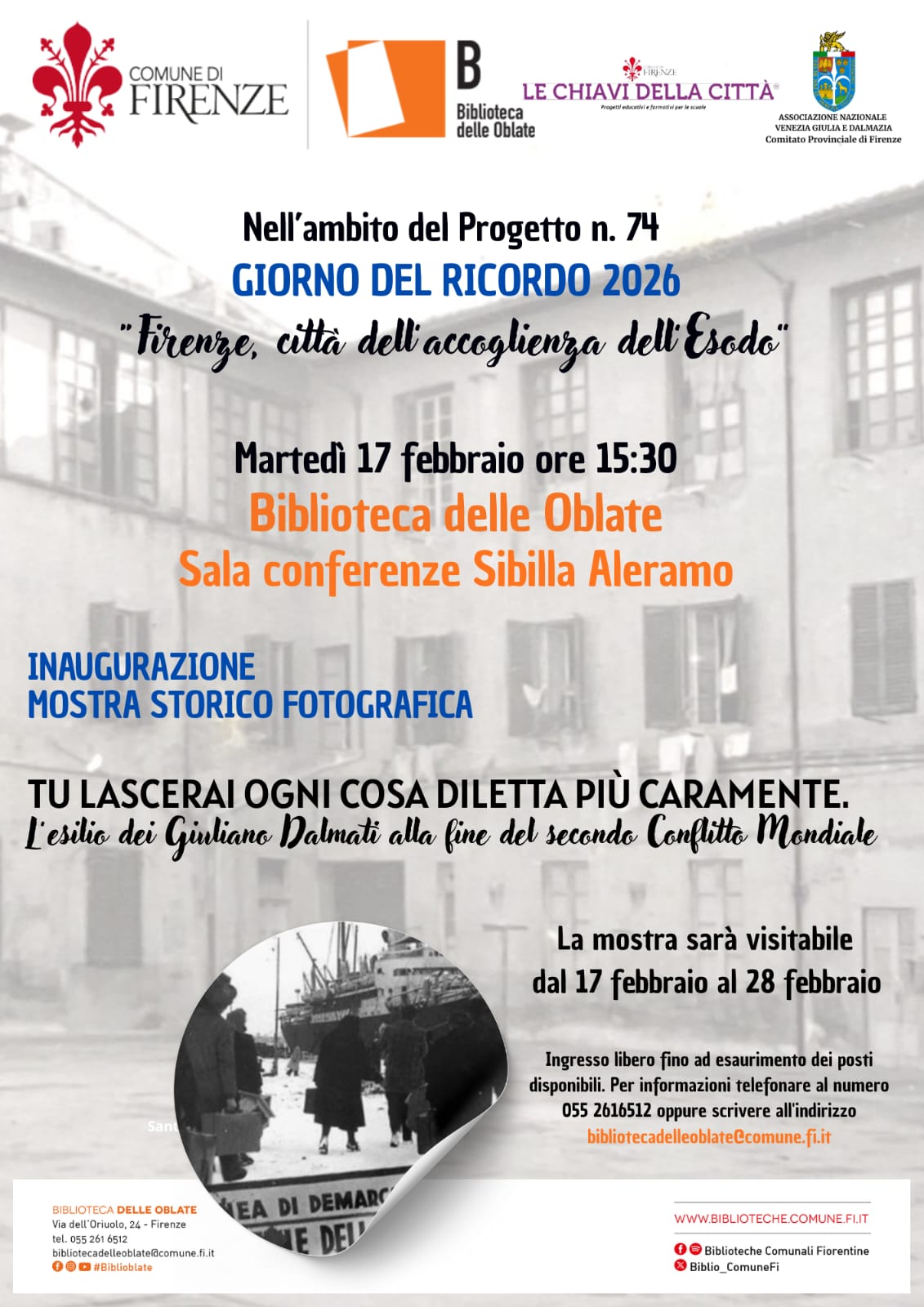 Locandina Giorno del Ricordo 2026 - Biblioteca Oblate