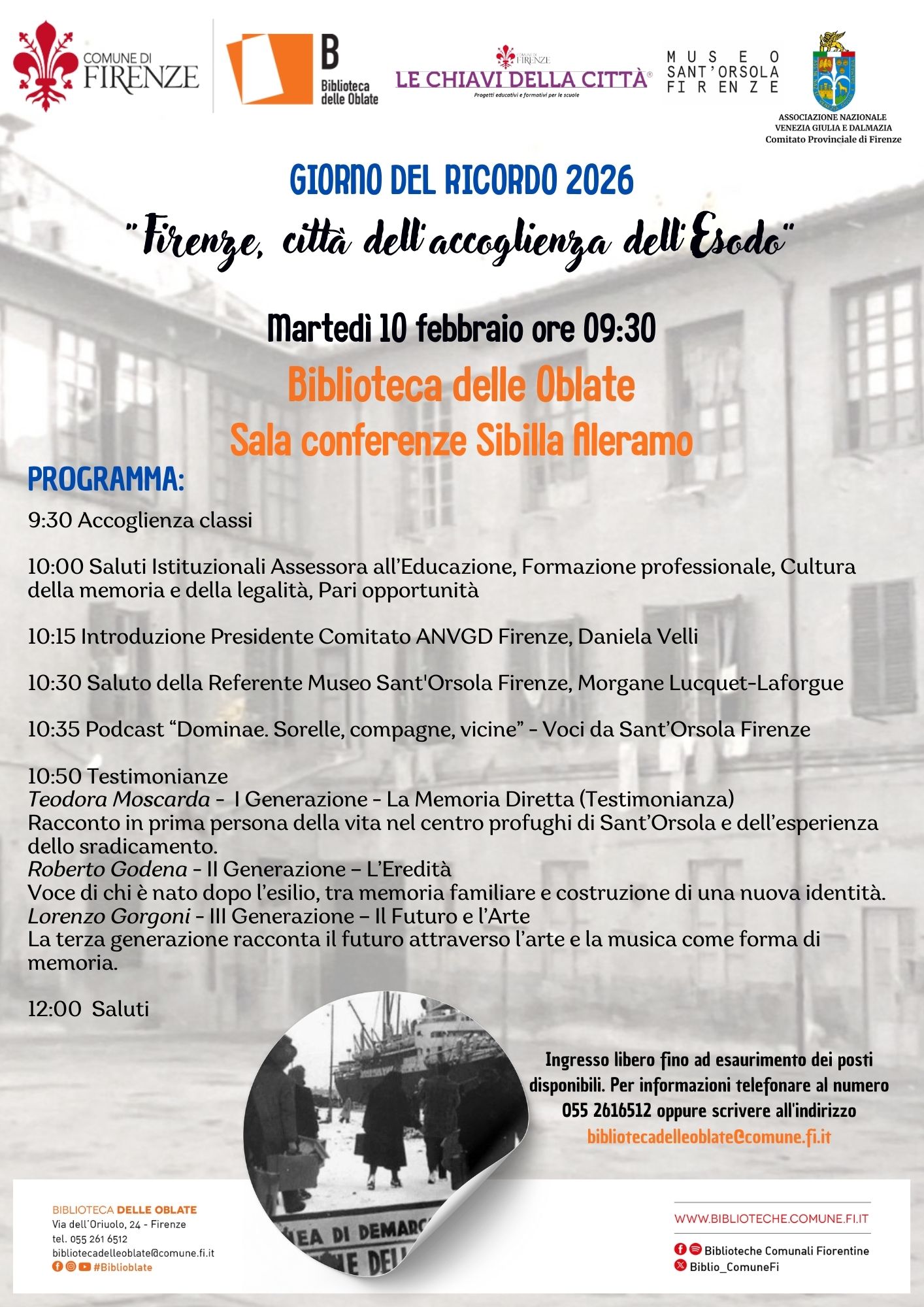 Giorno del Ricordo 2026. Firenze, città dell'accoglienza dell'Esodo