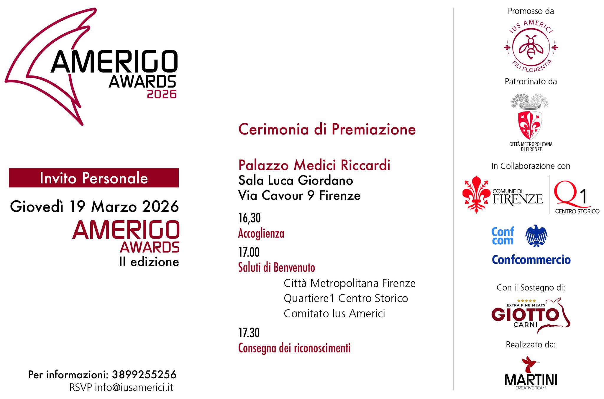 L'invito per gli Amerigo Awards