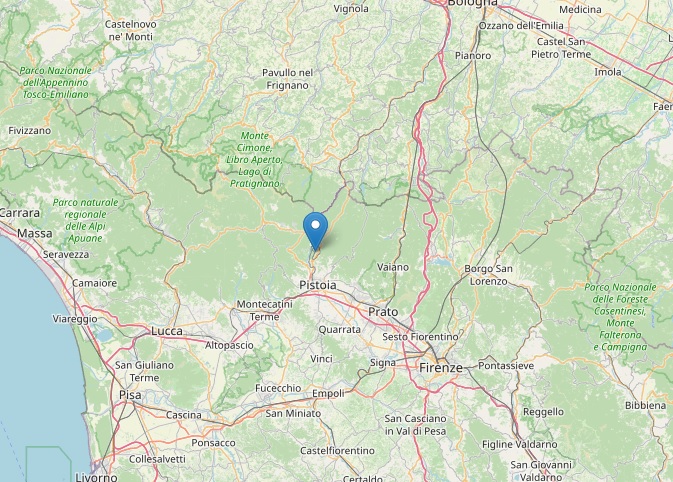 Il punto di epicentro della scossa (foto da Ingv)