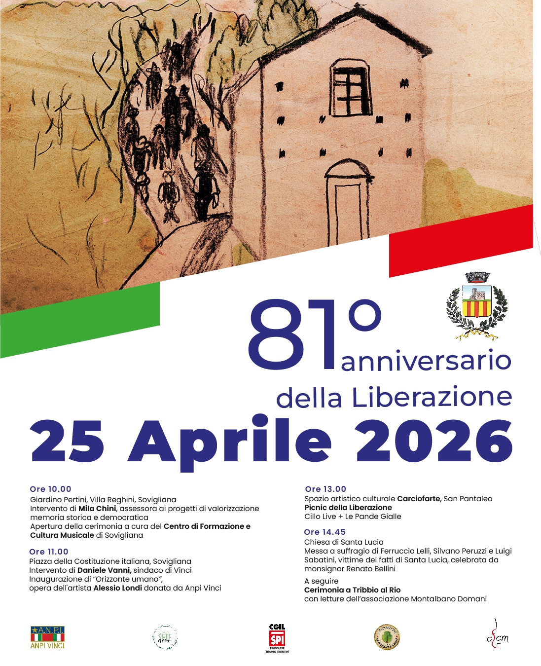 Vinci. 25 Aprile, a Sovigliana arriva l’opera dell’artista Alessio Londi che celebra gli 80 anni della Repubblica