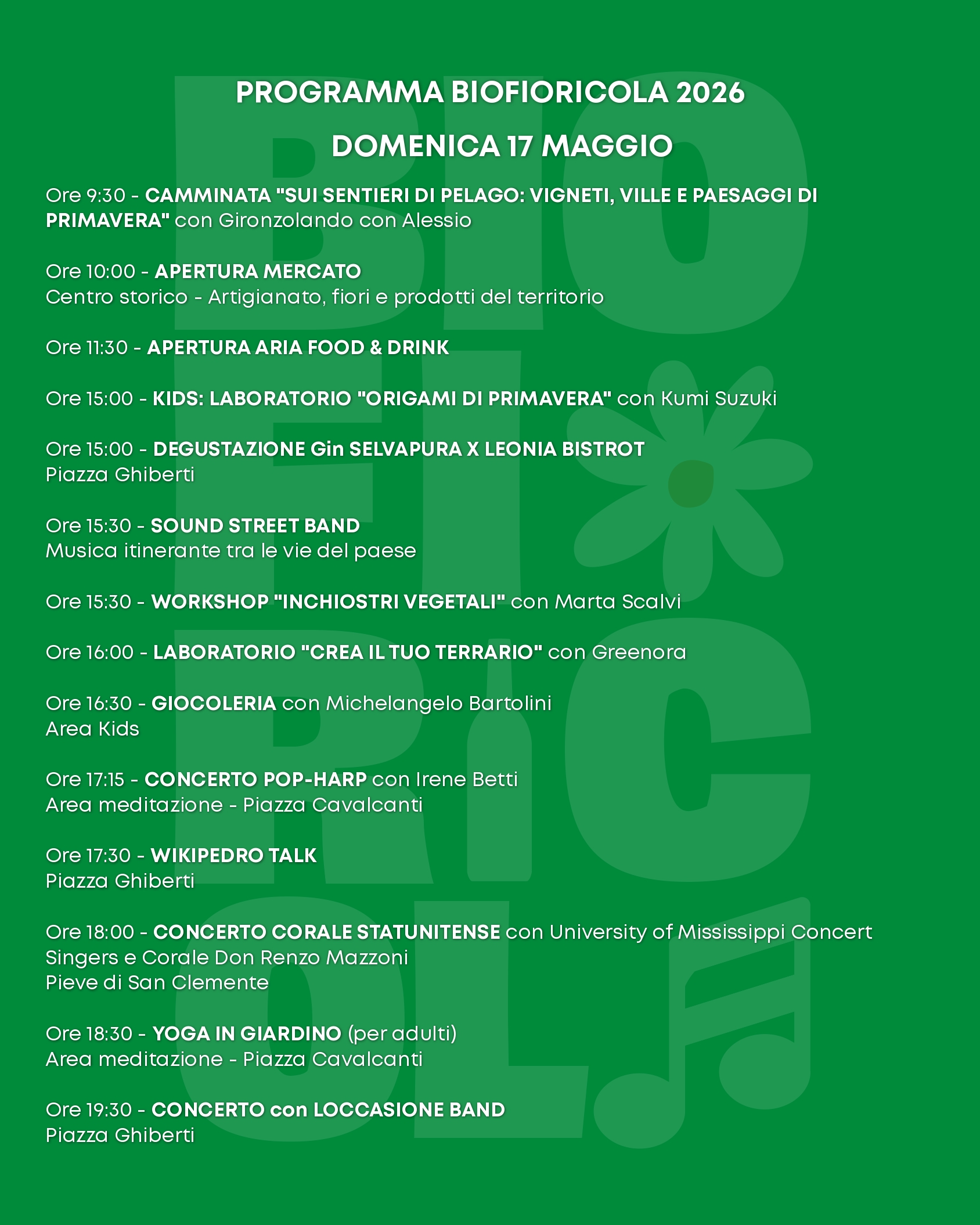 programma domenica 17 maggio