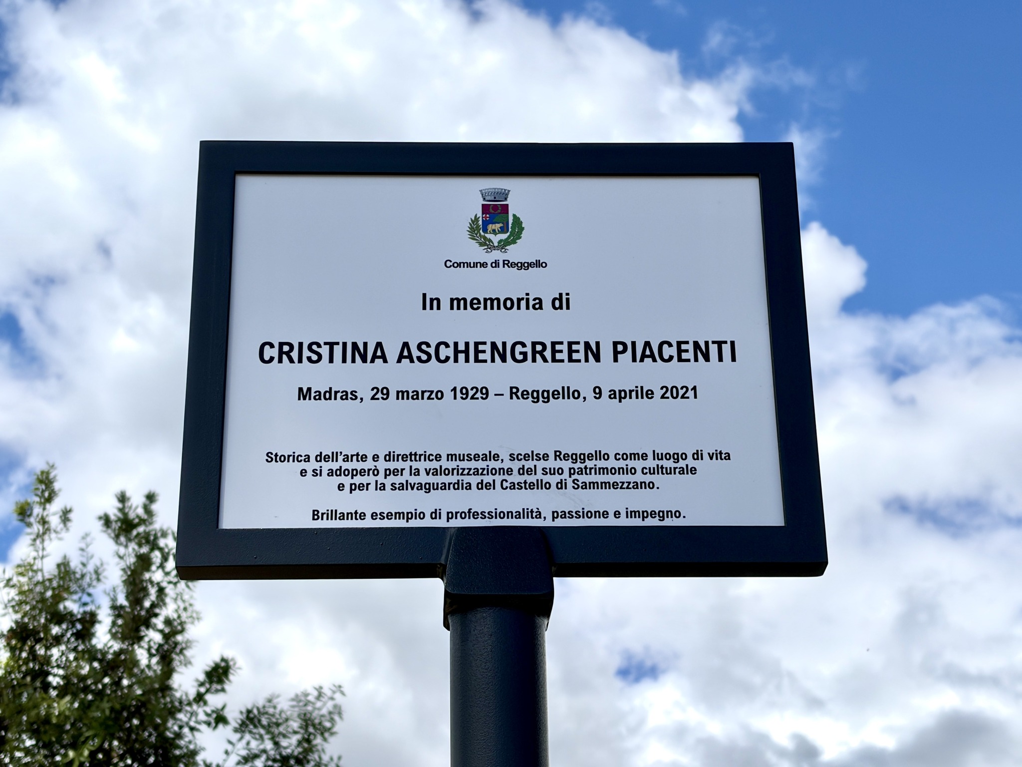 Targa in memoria di Cristina Piacenti