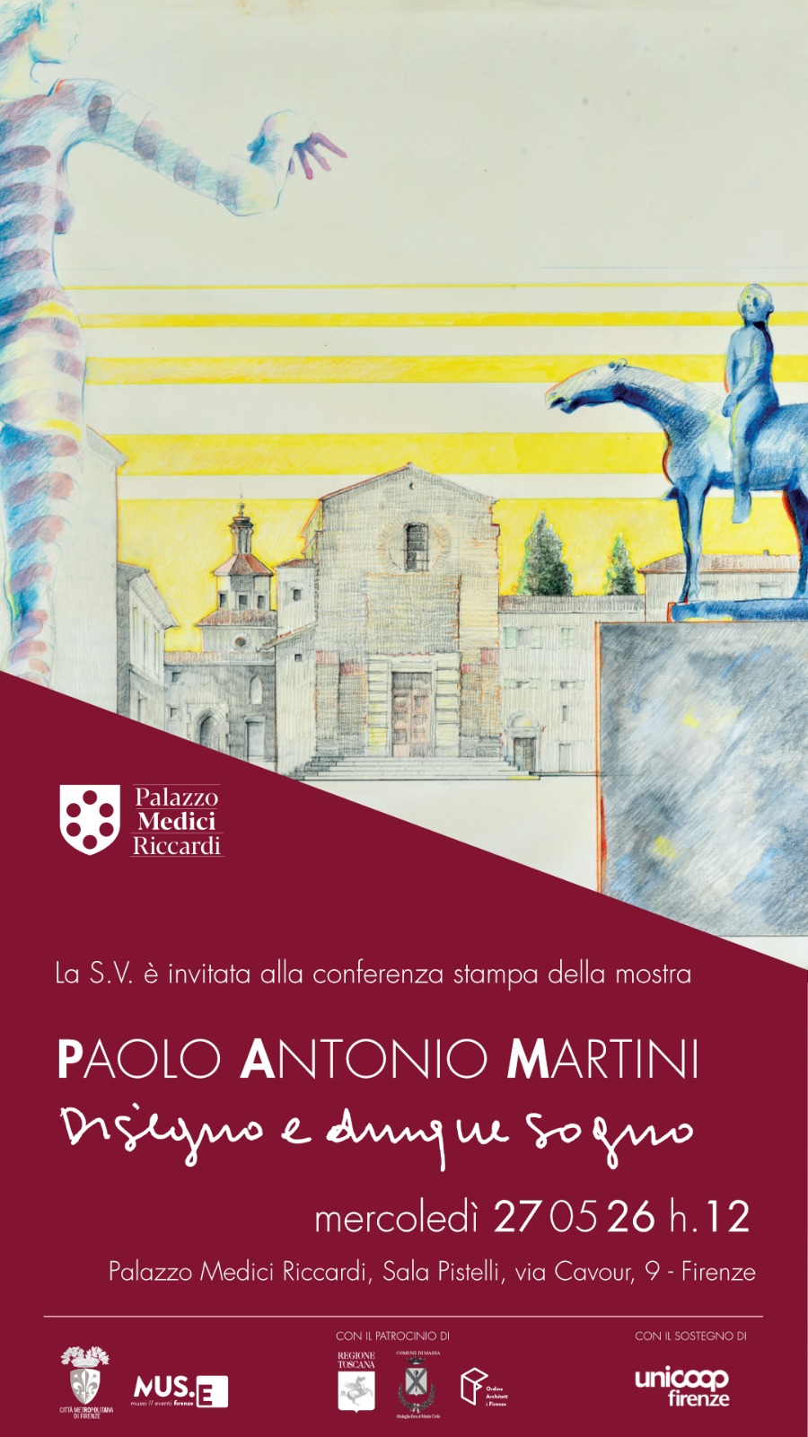 Locandina Paolo Antonio Martini. Disegno dunque sogno - Avviso di Conferenza Stampa