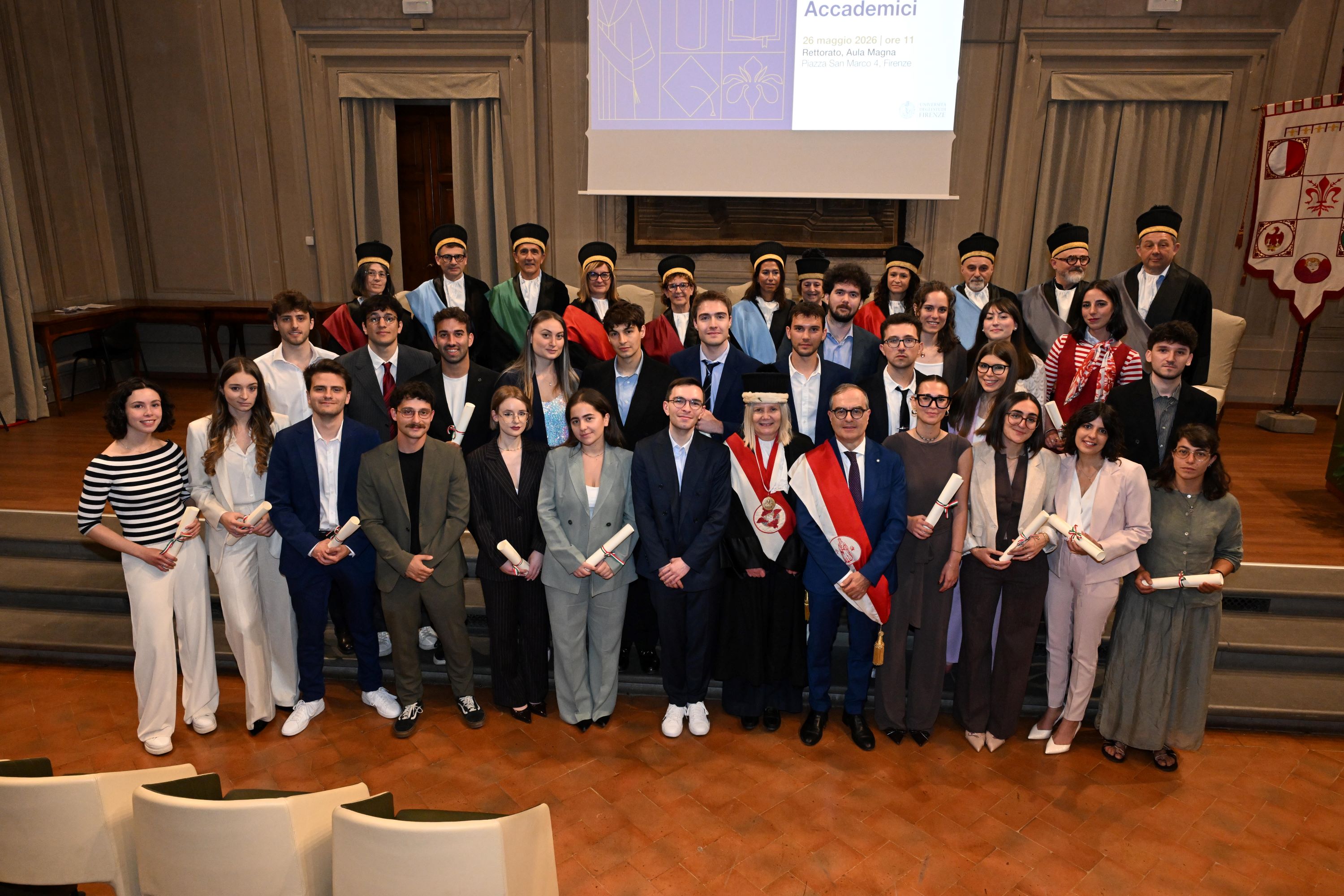 Docenti emeriti e onorari, le medaglie dell'Ateneo, le studentesse e gli studenti migliori (Fonte foto comunicato Università degli Studi di Firenze)
