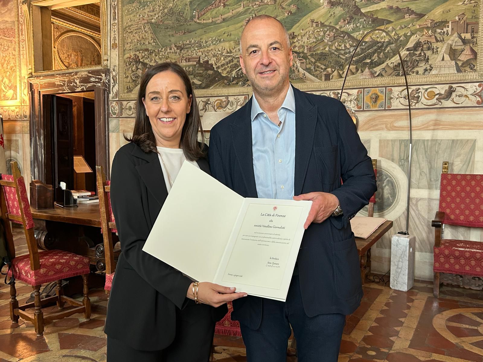 Headline Giornalisti festeggia i 30 anni  - Sindaca Funaro - Leonardo Bartoletti Ceo Headline