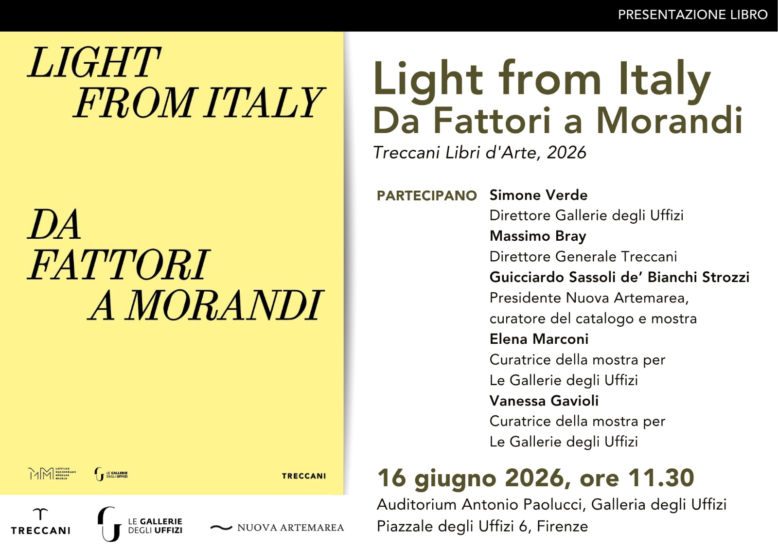 Presentazione del catalogo "Light from Italy. Da Fattori a Morandi"