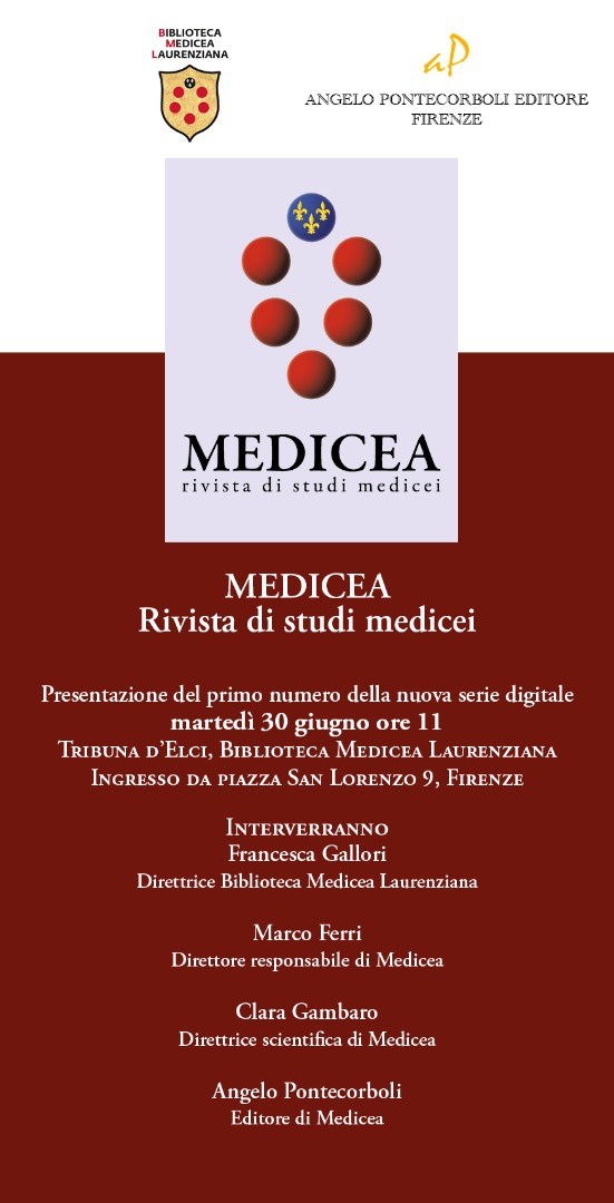 Locandina Rinasce Medicea la rivista di studi dedicati alla Dinastia Medici