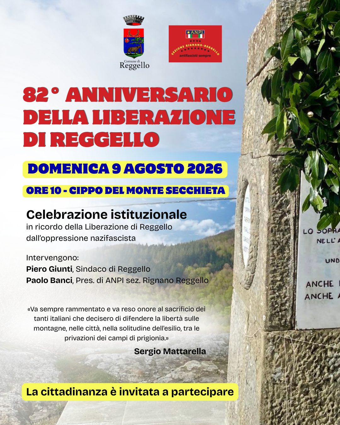 Reggello celebra l’82° Anniversario della Liberazione