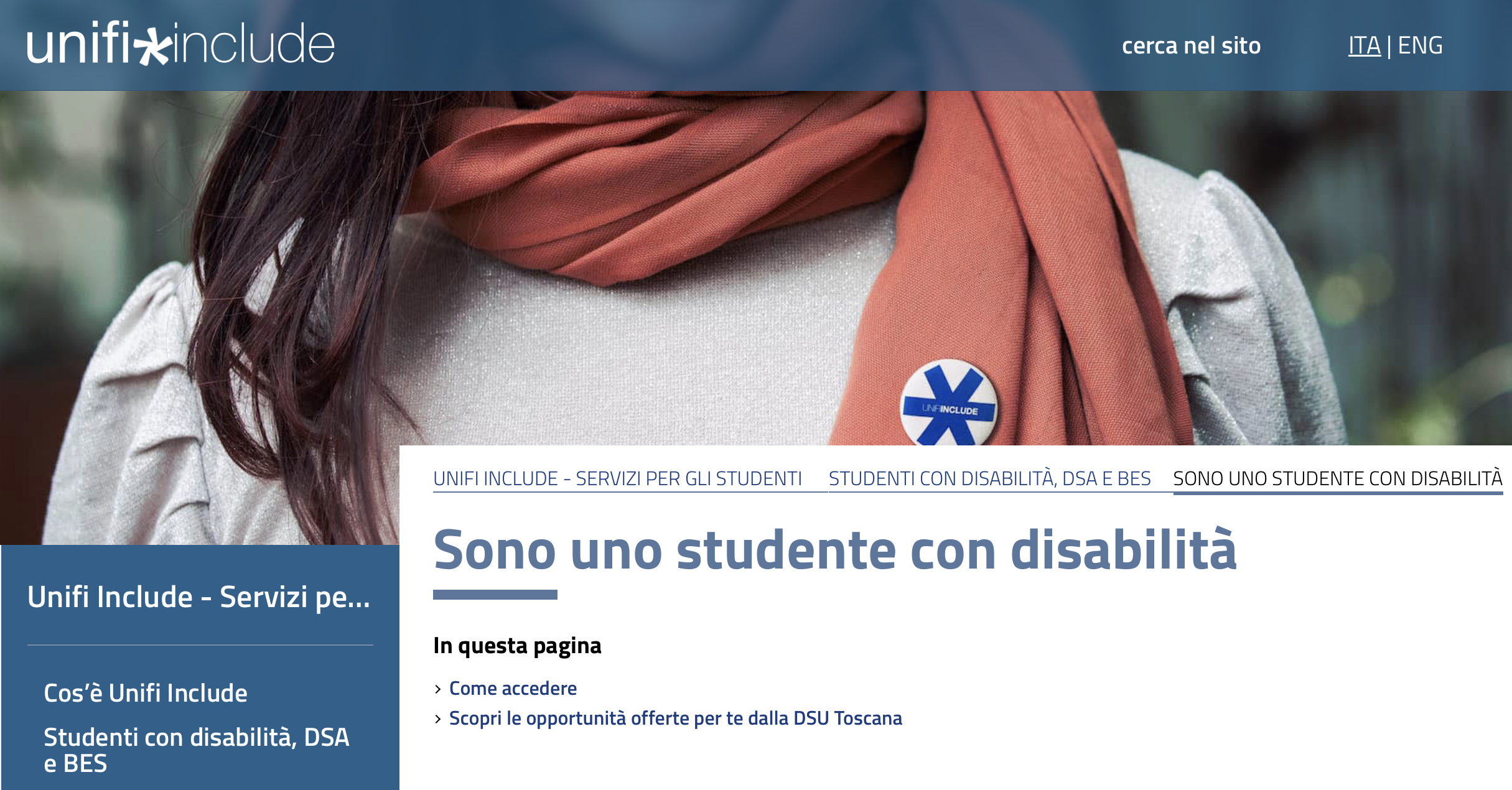 Screenshot della pagina dedicata