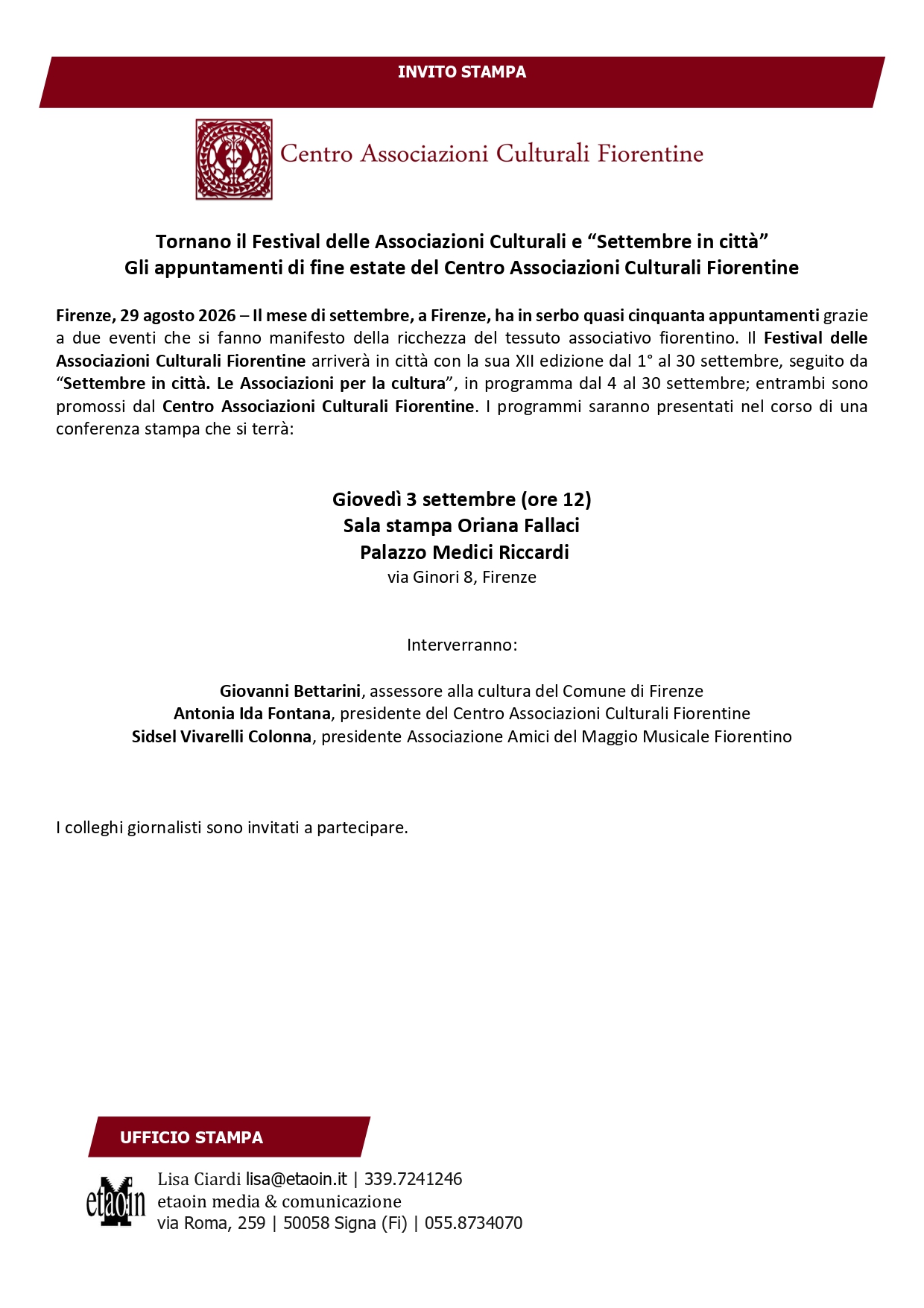 invito conferenza stampa