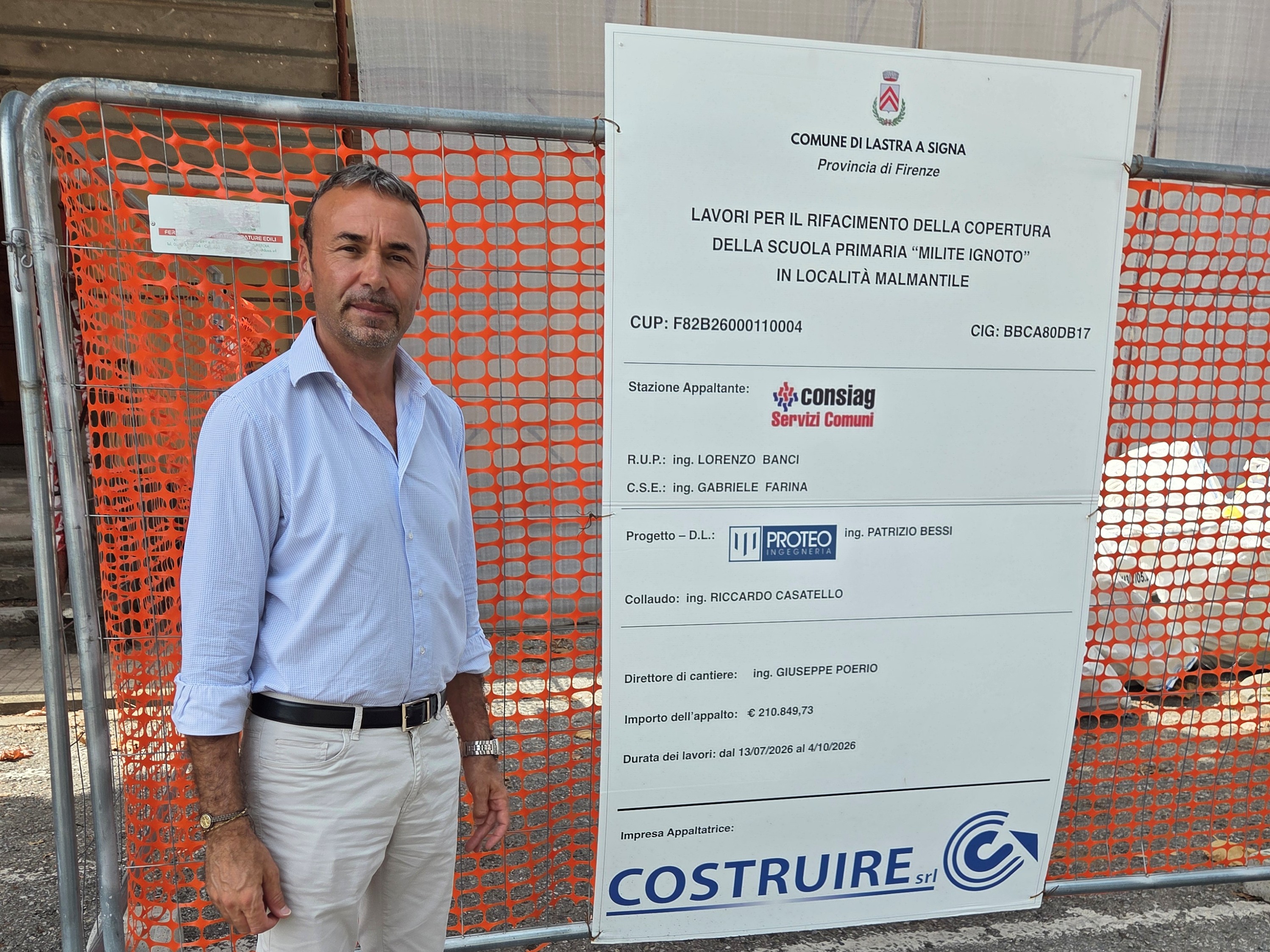 Partiti i lavori di rifacimento del tetto della scuola "Milite Ignoto" a Malmantile - il sindaco Caporaso